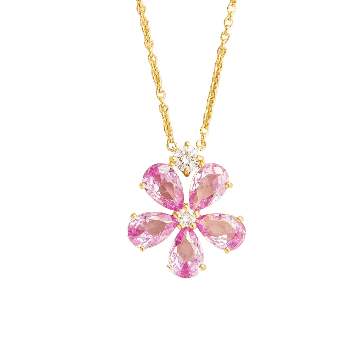 Juvetti Women's White / Pink / Gold Florea Gold Necklace Pink Sapphire & Diamond In Multi