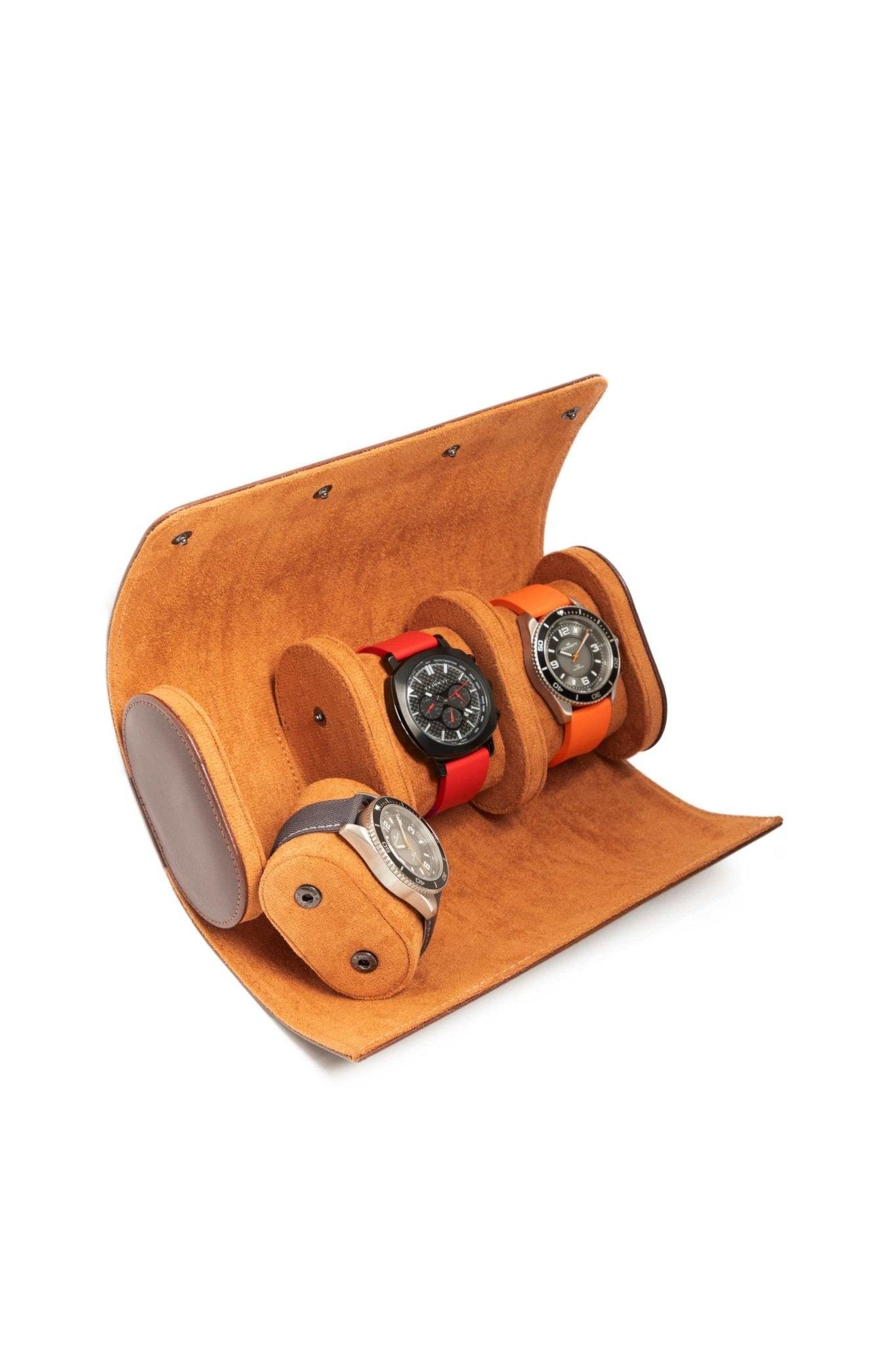 Brown Oiled Leather Watch Roll – Luxury Travel Case | Kennett Watches & Accessories
