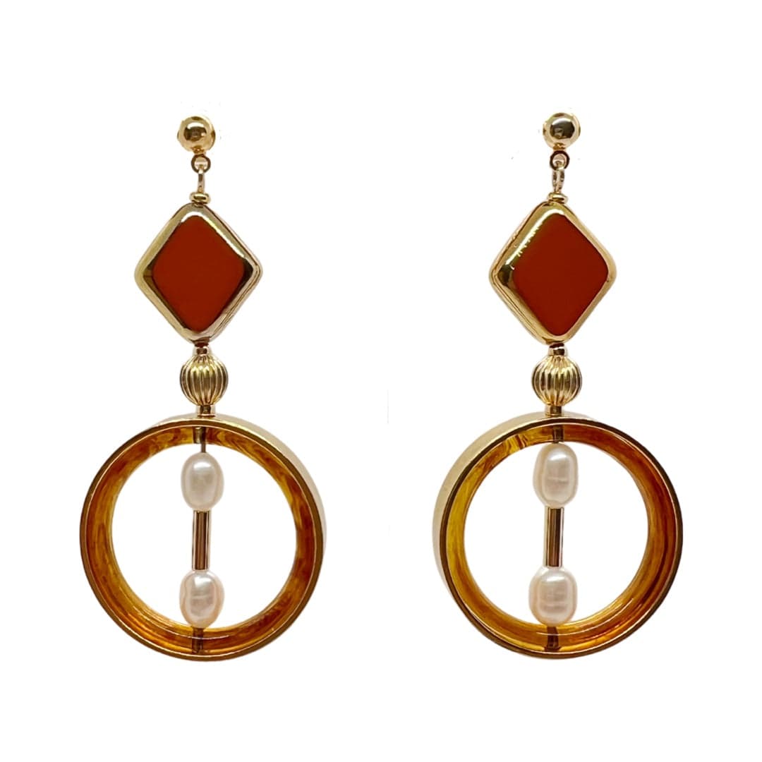 Women’s Brown / Gold / White Carmela Earrings Aracheli Studio