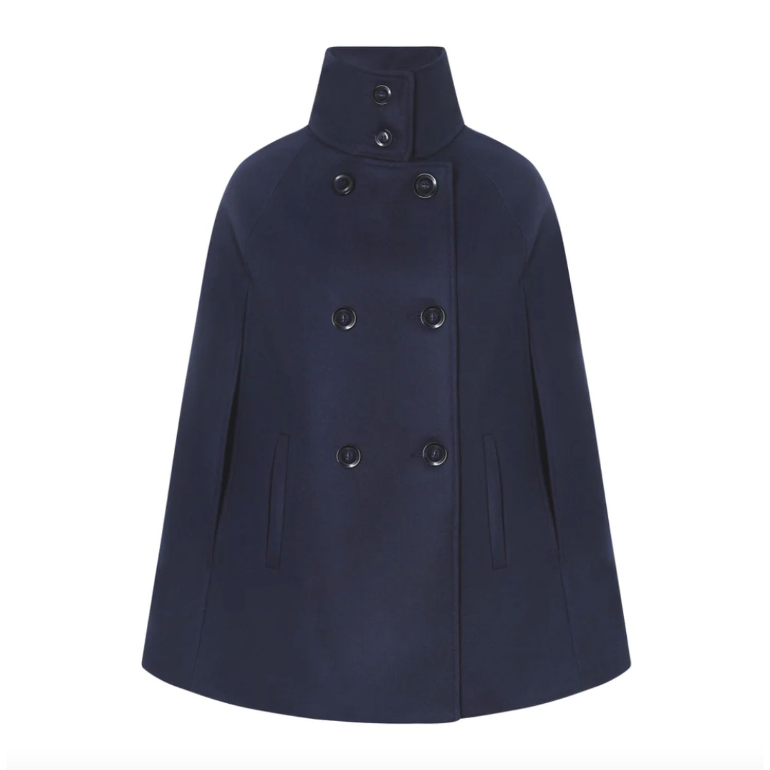 Women’s Blue Heritage Double Breasted Wool Cashmere Cape - Navy Small Allora