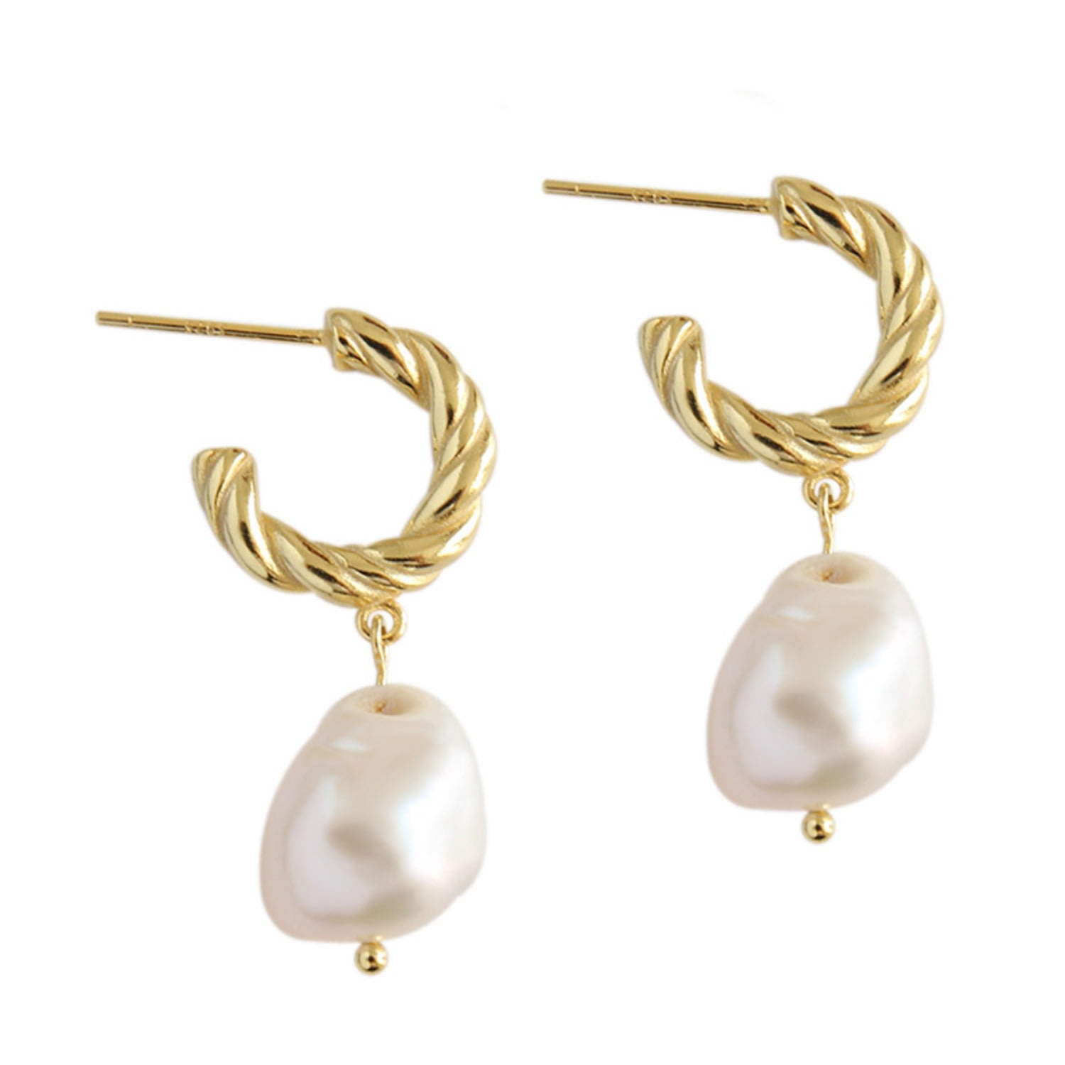 Women’s Akoya Freshwater Baroque Pearl Rope Hoop Gold Vermeil Sterling Silver Earrings Janus Edinburgh