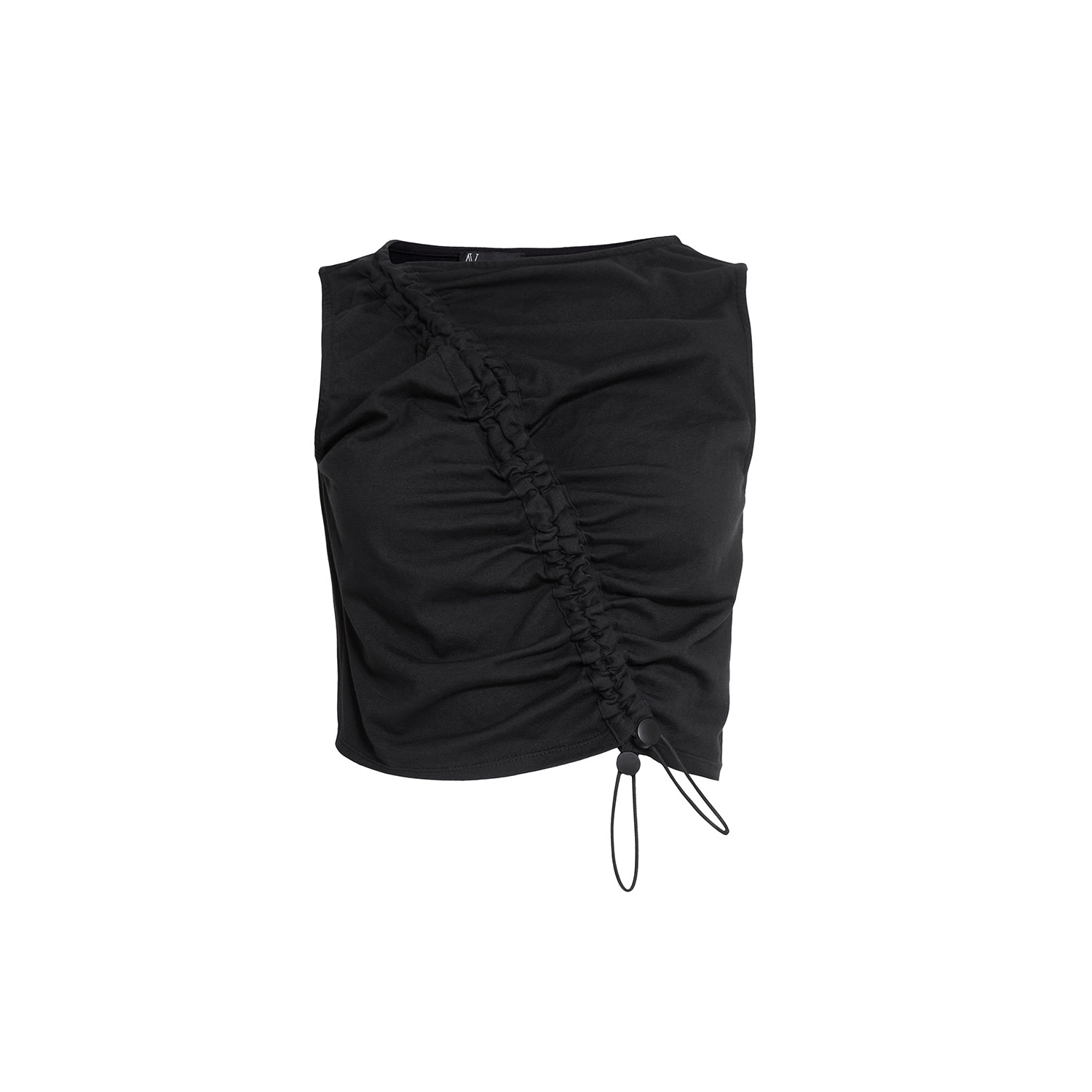 Audrey Vallens Women's Black Spades 2 Gathered Seam Vest Cotton In Black