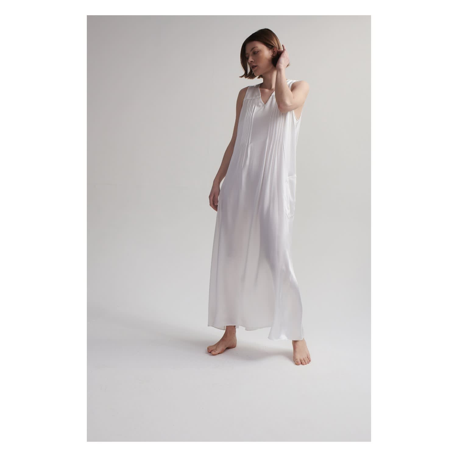 white silk maxi