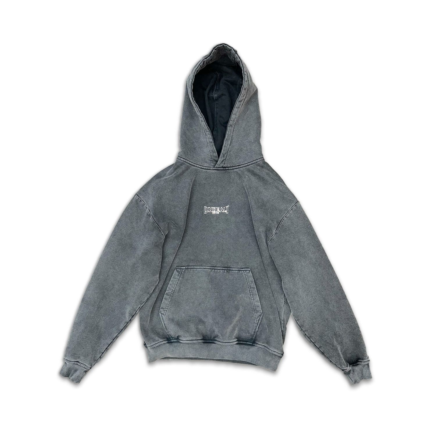 Unrealindustry Og Metal Logo Hoodie Stone Washed Grey Large Unreal Industry