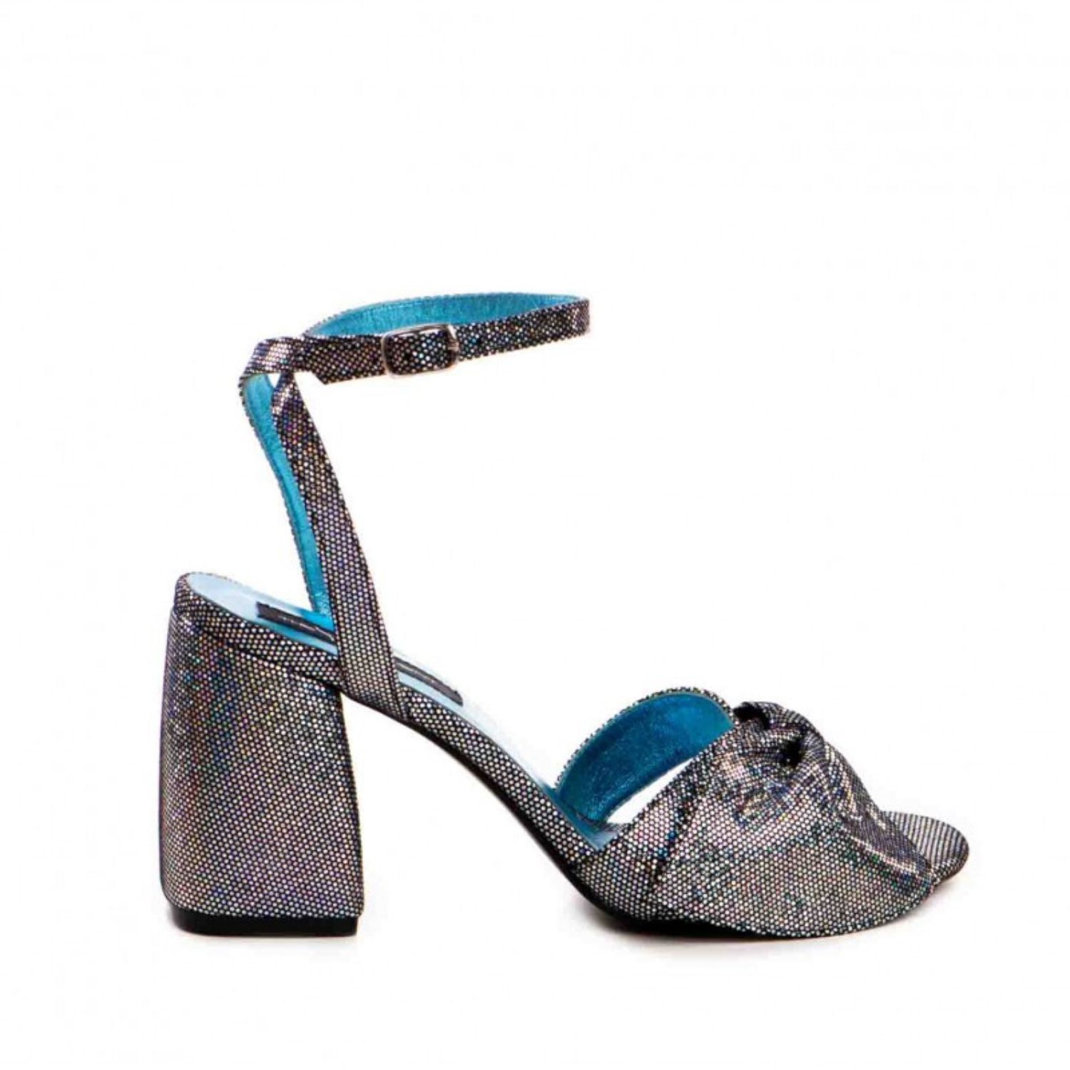 The 5th Element Women's Black / Silver Paola Block-heel Sandals In Sparkle Leather In Multi