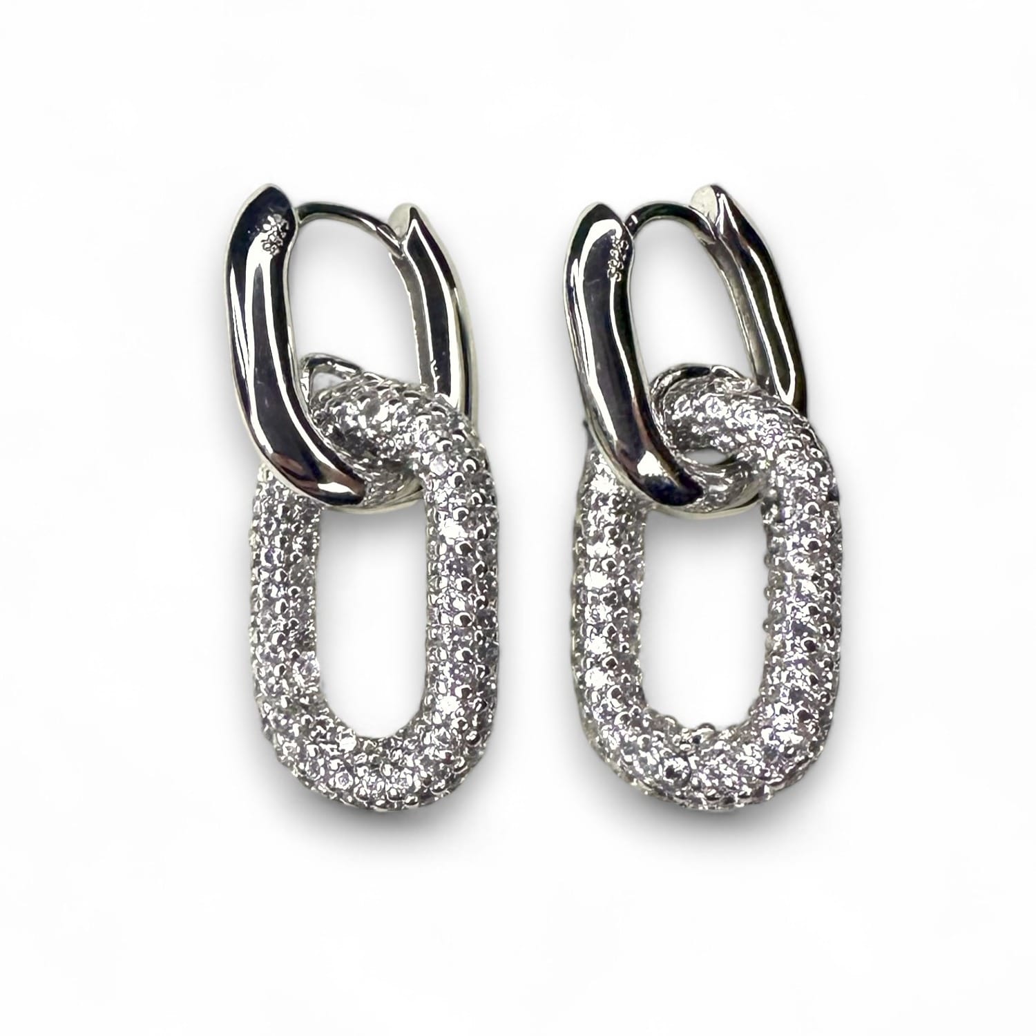 Clemence Wren Women's Silver Huggie Earrings With Bright Pave Gemstone Charm