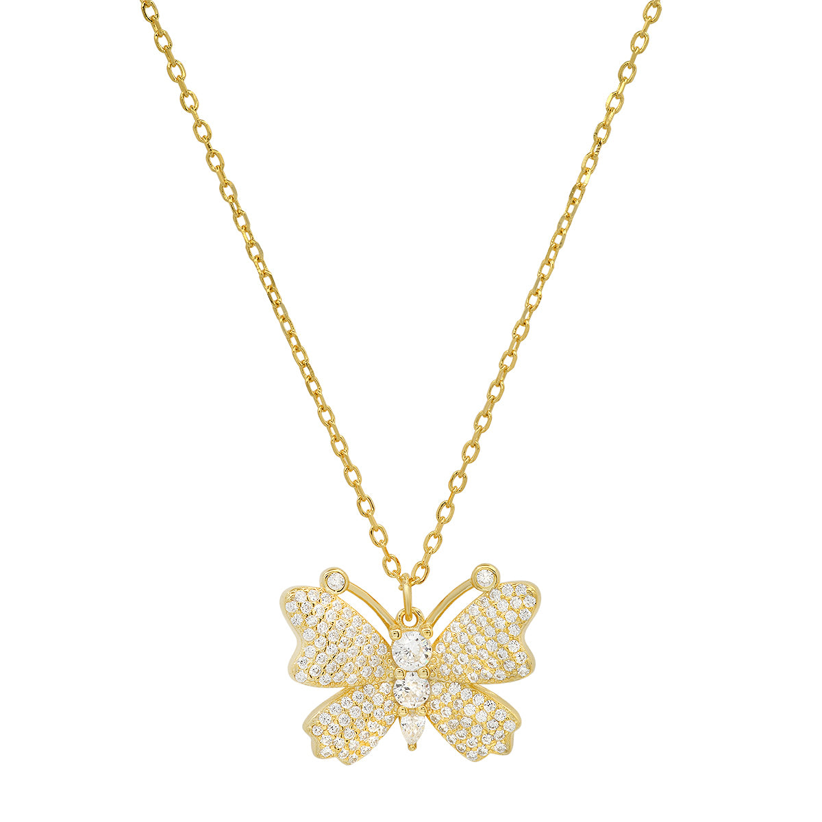 Women’s Yellow Gold Over Silver Butterfly Cz Pendant Kylie Harper