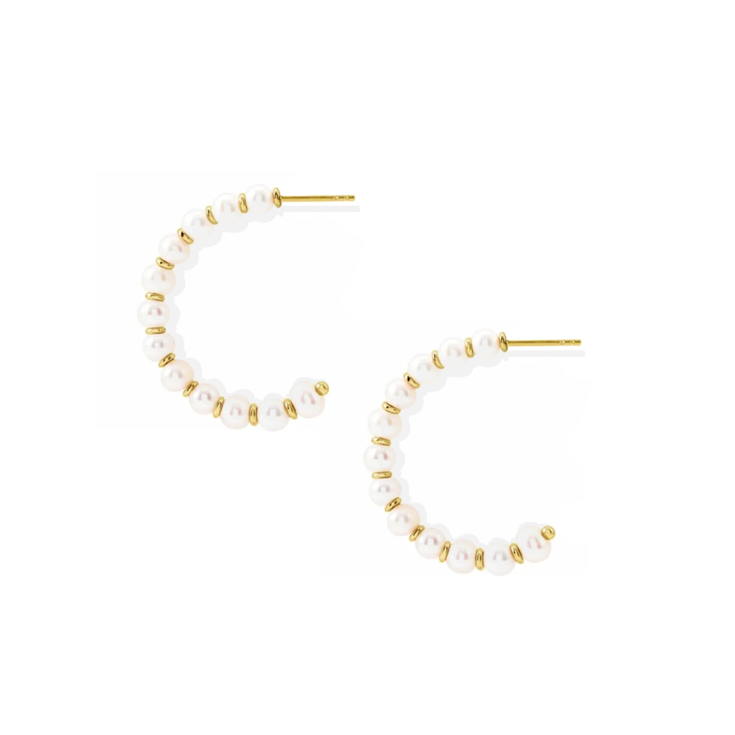 Women’s Gold / White Large Olivia Pearl Hoops Rosario Navia