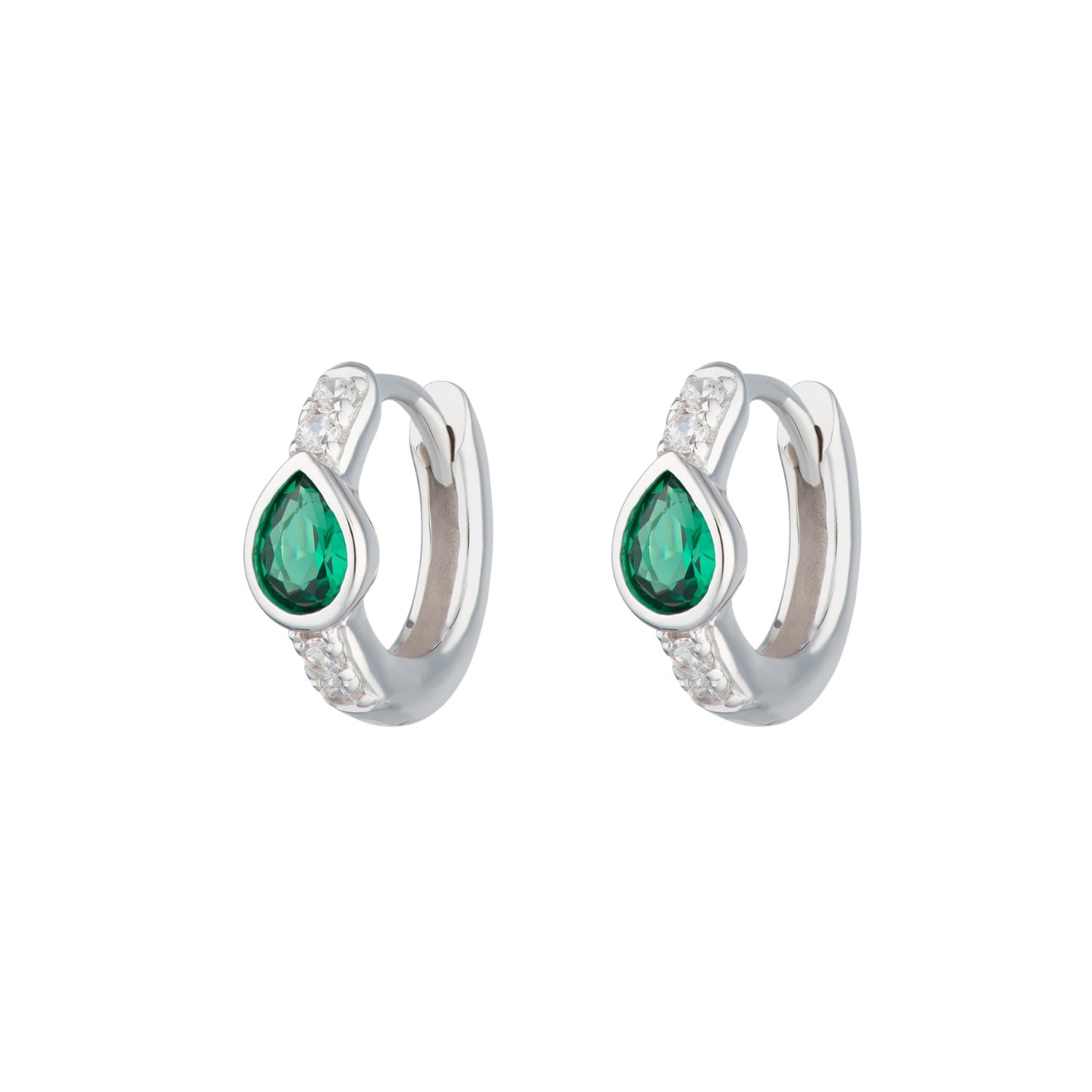 Scream Pretty Women's Silver / Green Silver Green Teardrop Huggie Earrings In White