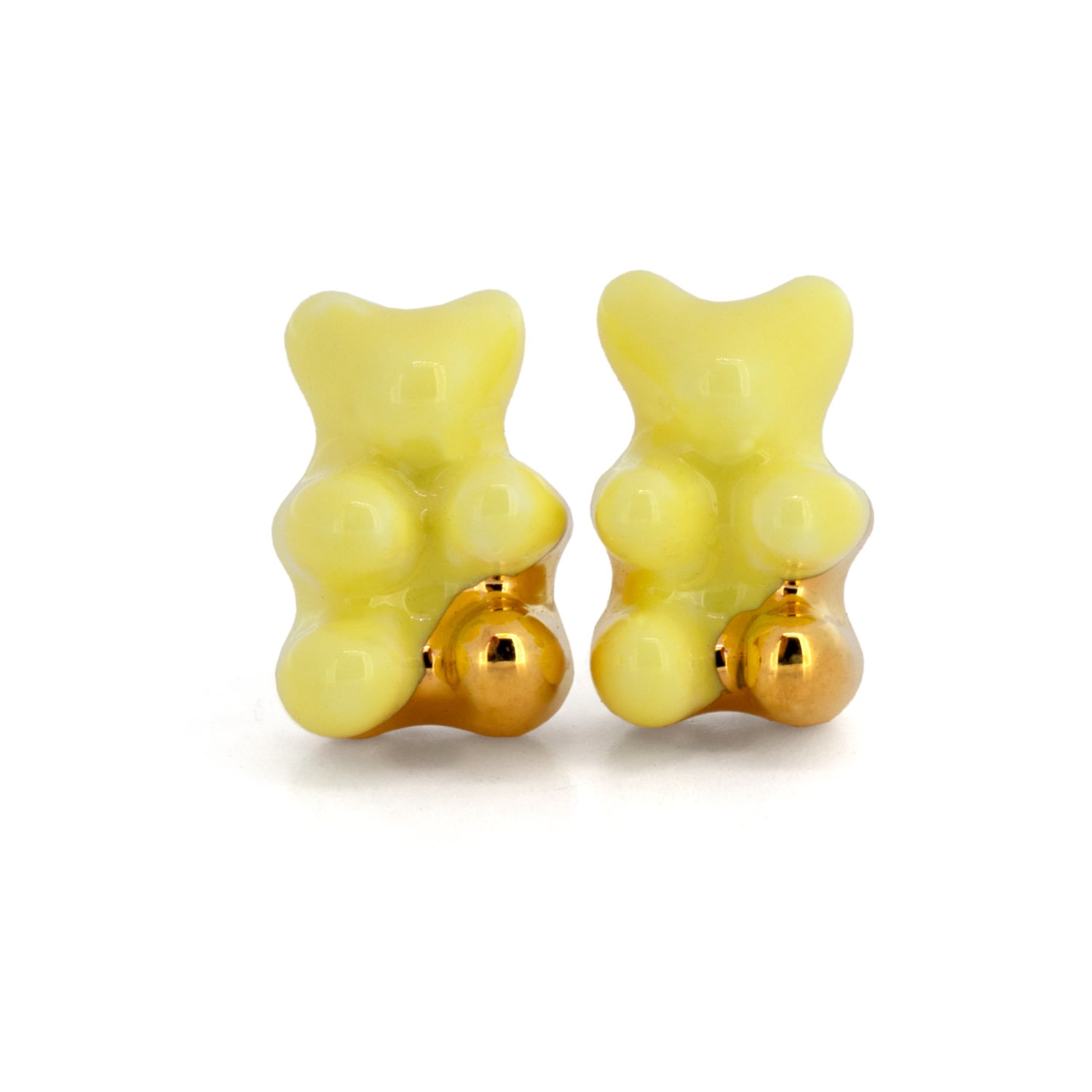 Women’s Yellow / Orange / Gold Tiny Gummy Bear Earrings - Butter Yellow & Gold Cj·314