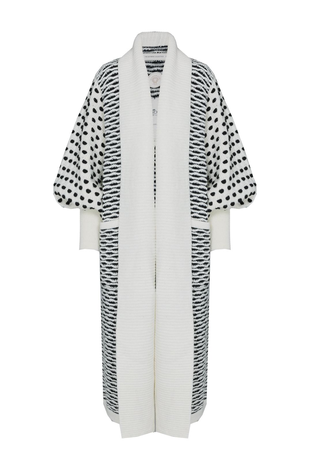 The Extreme Collection Women's Neutrals / Black Celile Ivory Long Cardigan In White