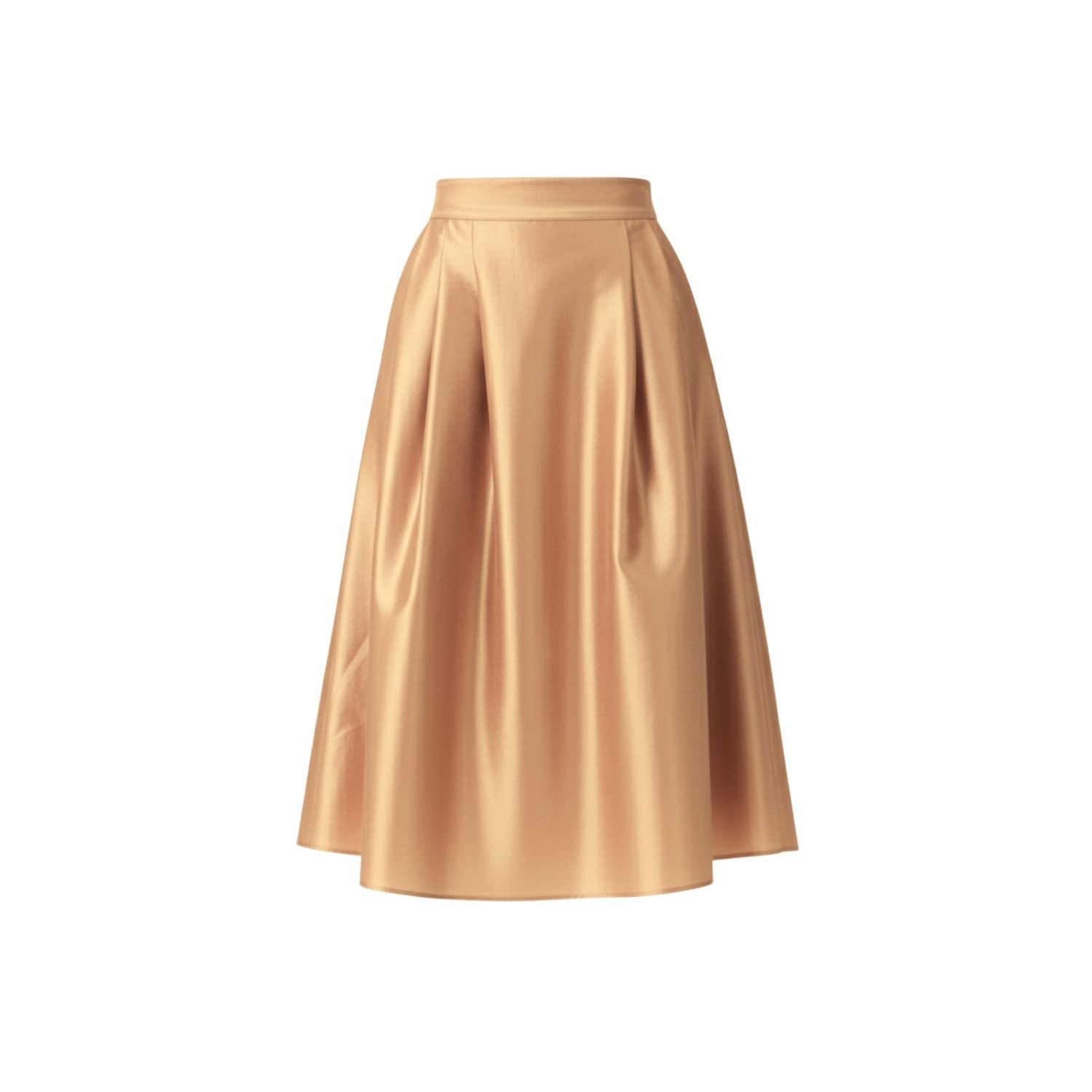 Women's Neutrals Caramel Taffeta Midi Skirt | Medium | Izabela Mandoiu
