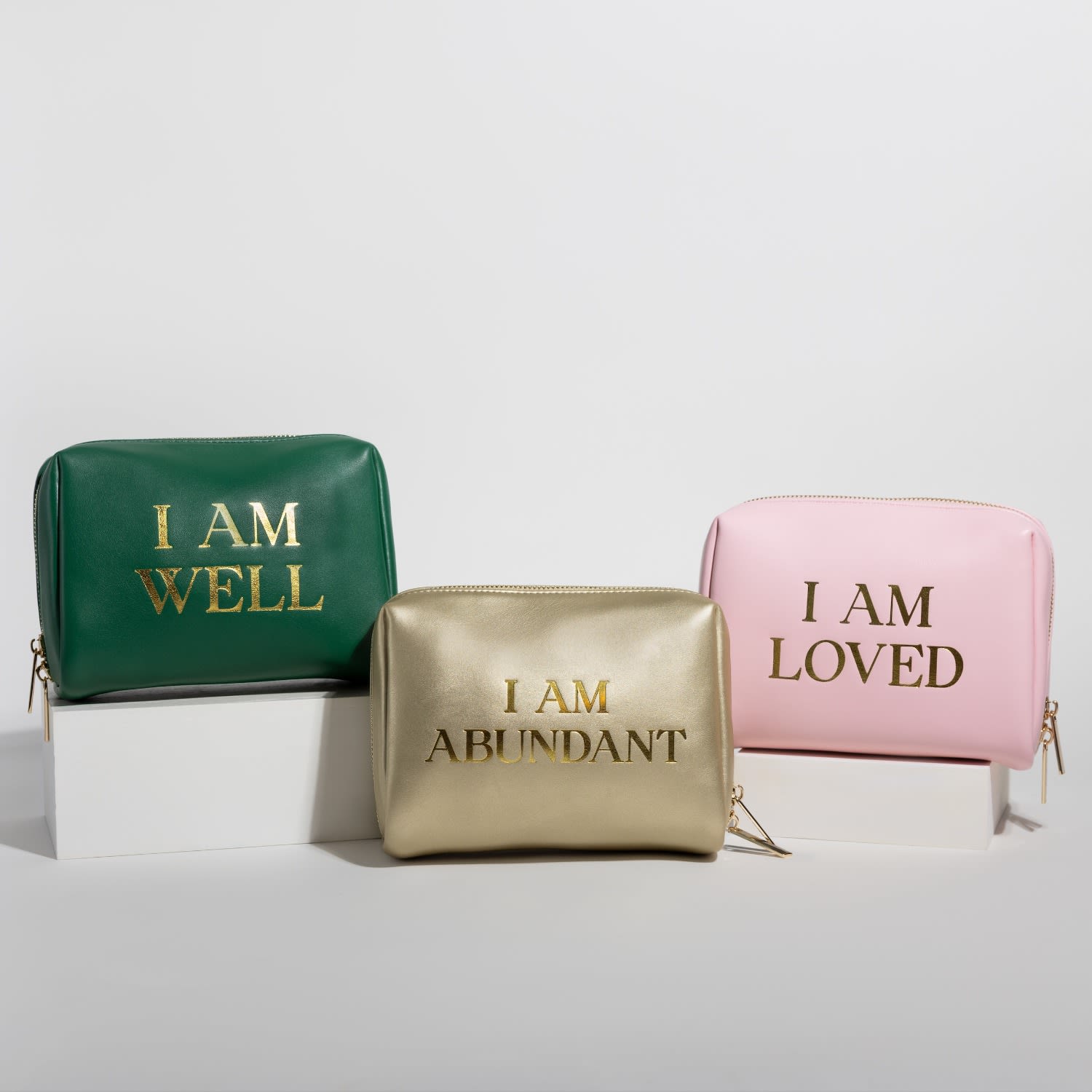 Gold / Green / Pink Intention Pouch Set – Abundance, Love & Wellness | Already Mine
