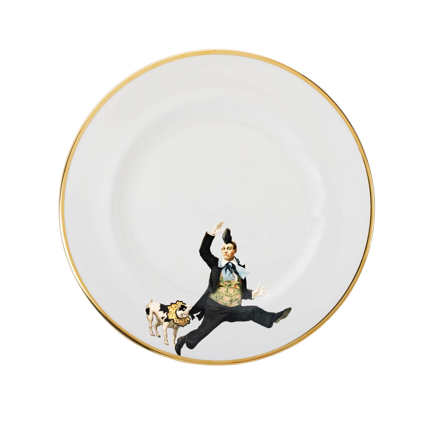Melody Rose London Gold / Black / White Alphonso Bone China Dessert Plate In Multi