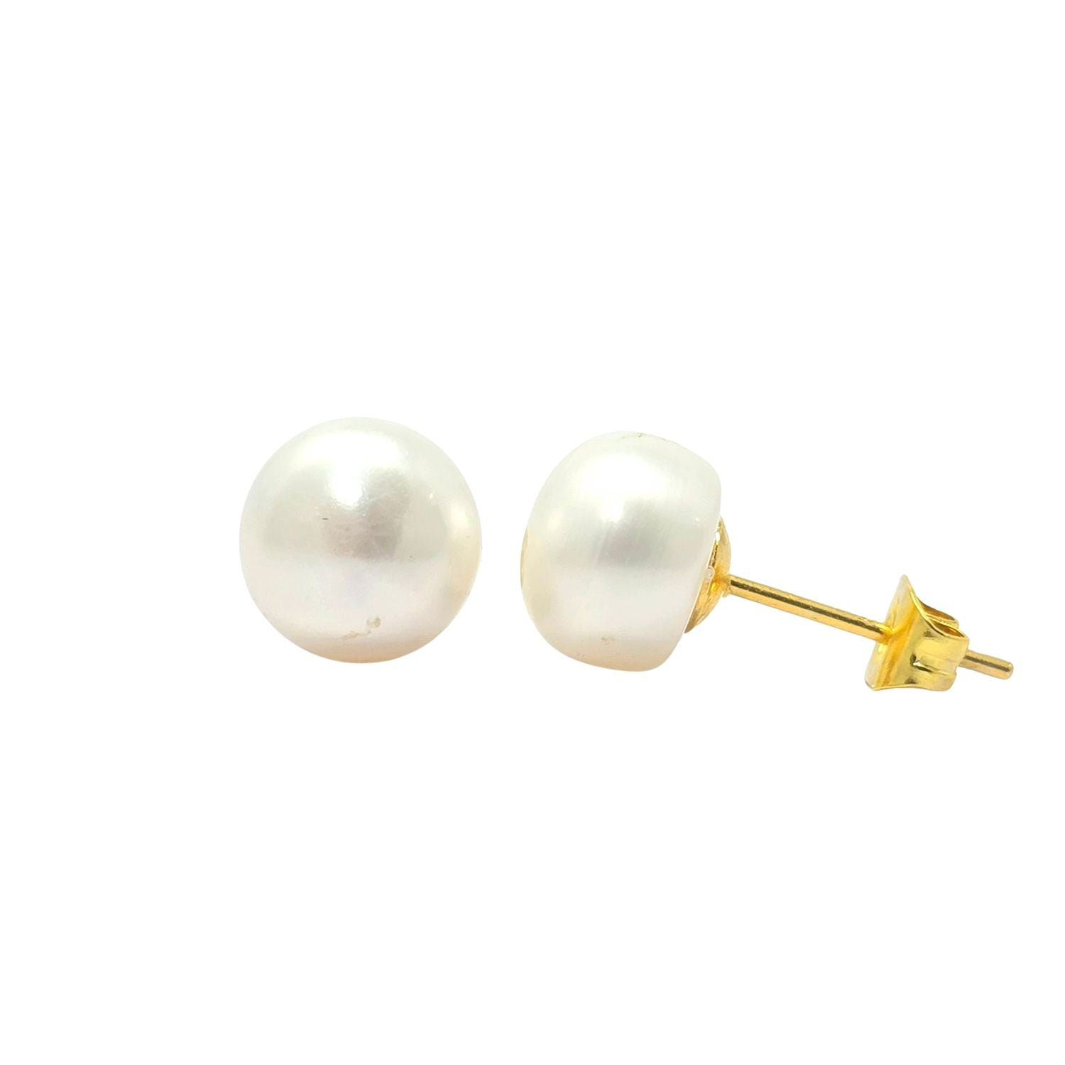 Harfi Women's Gold / White Handpicked Freshwater Gold Plated Pearl Stud Earrings In Multi