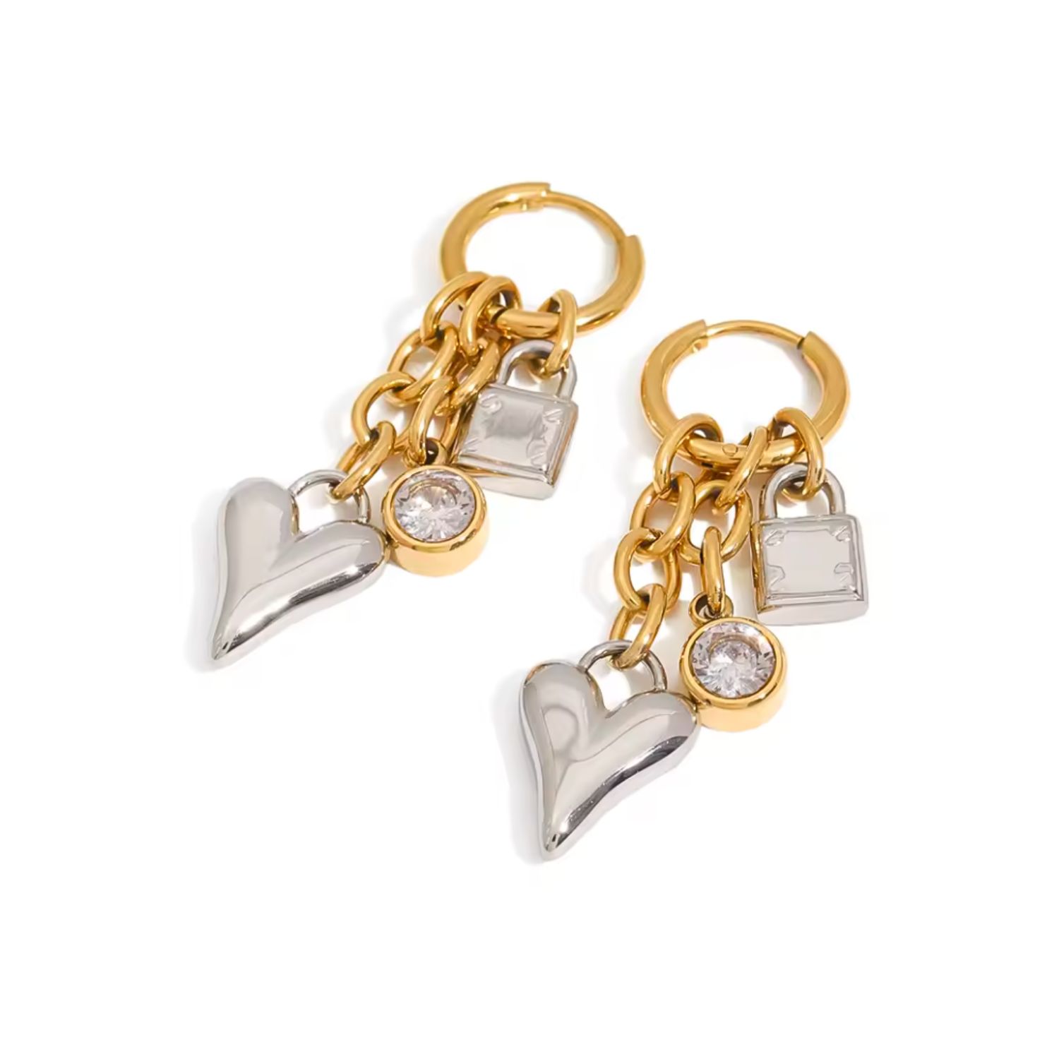 Olivia Le Women's Gold / Silver Gold Silver Love Heart Lock Earrings In Multi
