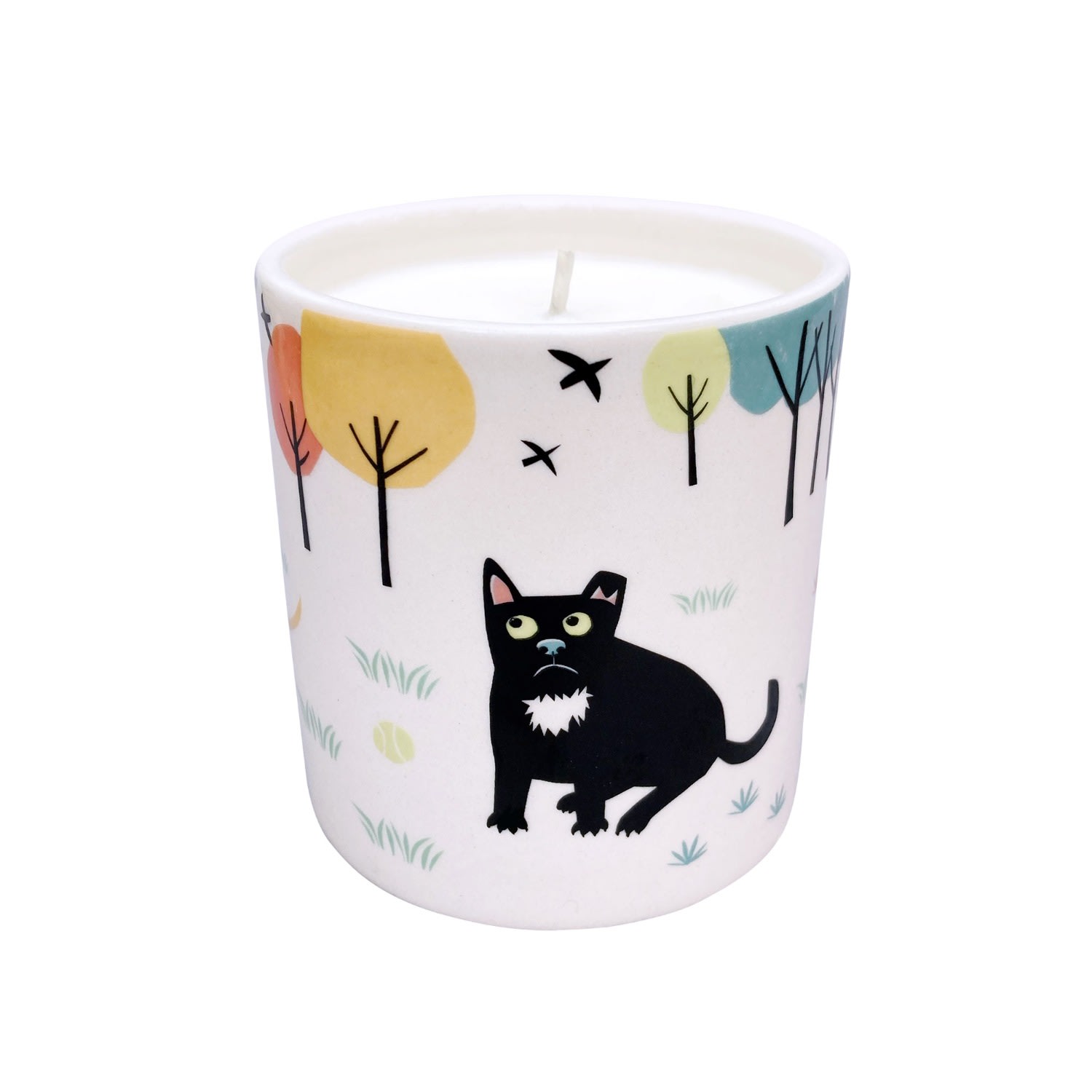 White / Blue / Green Scented Candle - Dog Design Hannah Turner