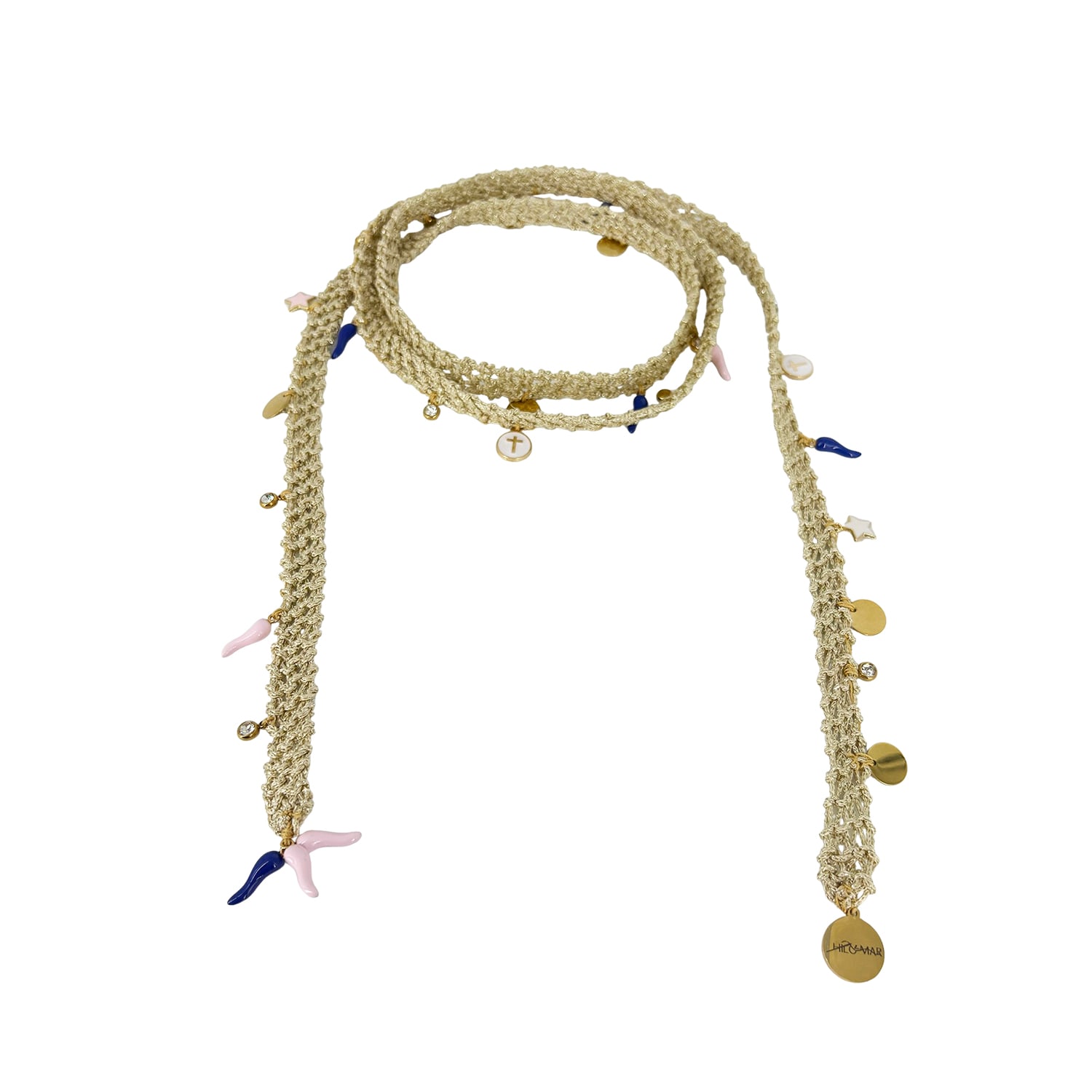 Women's Handknitted Multi Layers Necklace & Belt With Charms - Gold | Hilo De Mar