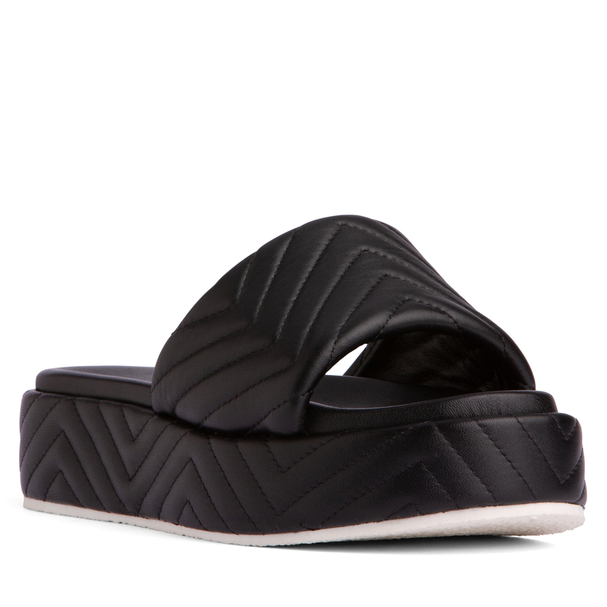 Beautiisoles By Robyn Shreiber Made In Italy Women's Deedee Black Leather Platform & Wedge Comfortable Espadrille Work Beach Pool Slide Sandal In Black