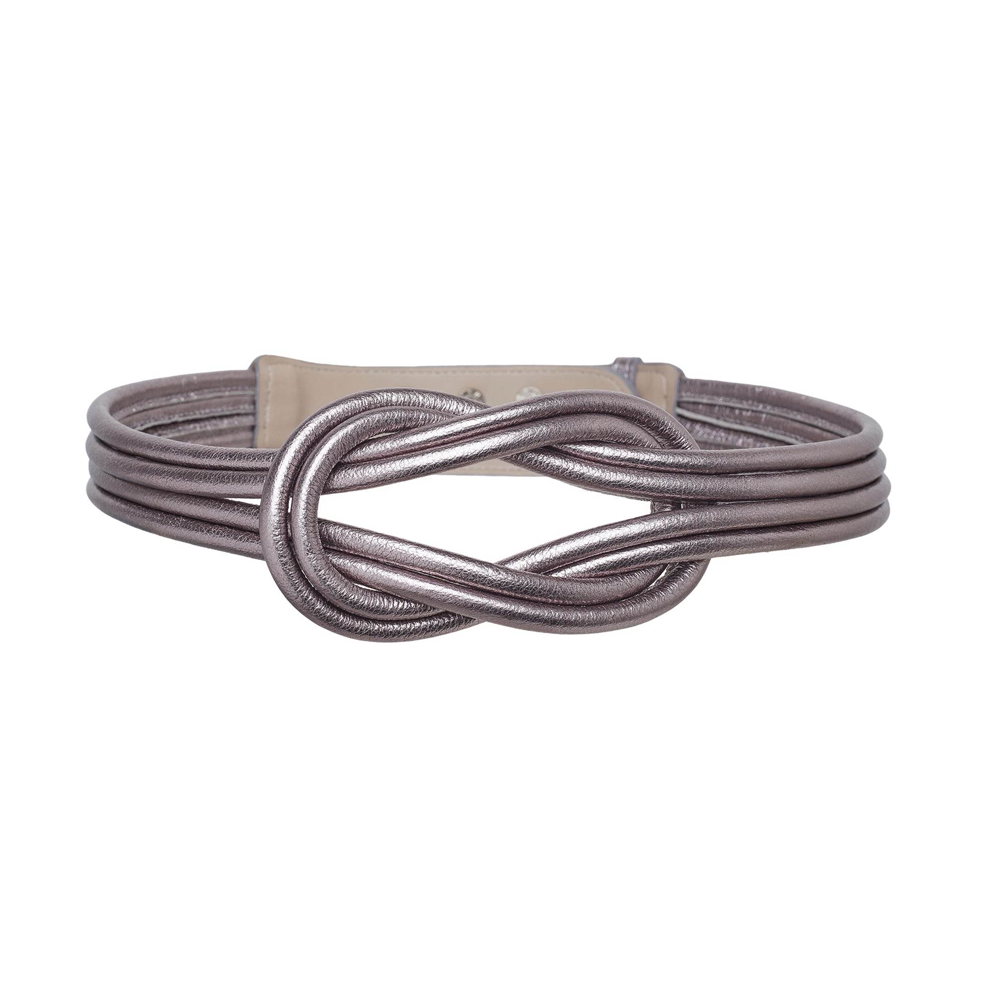 Beltbe Women's Grey / Silver Knot Leather Belt - Gunmetal In Grey/silver