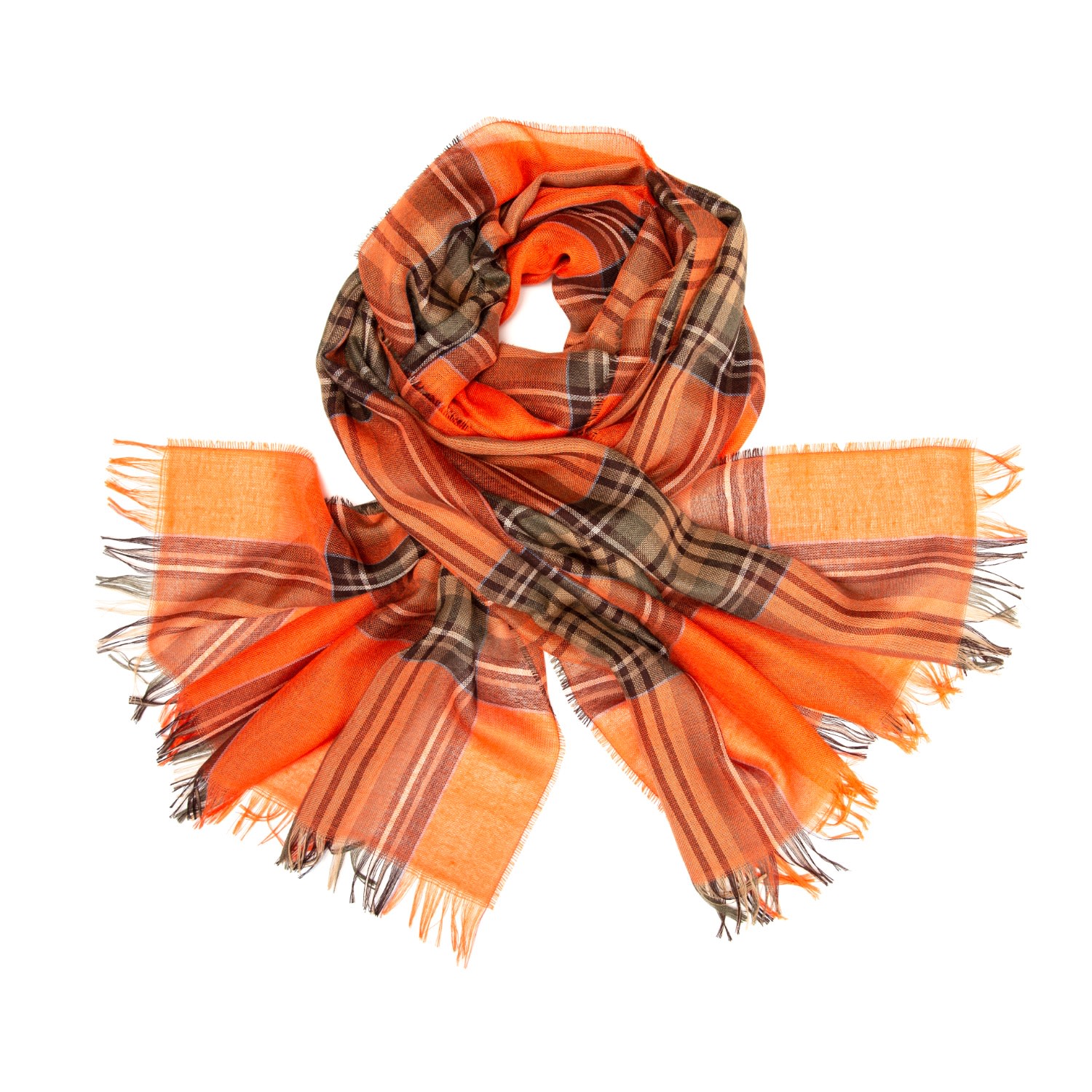 Kinalba - Weekender Orange Stewart Cashmere & Silk Scarf