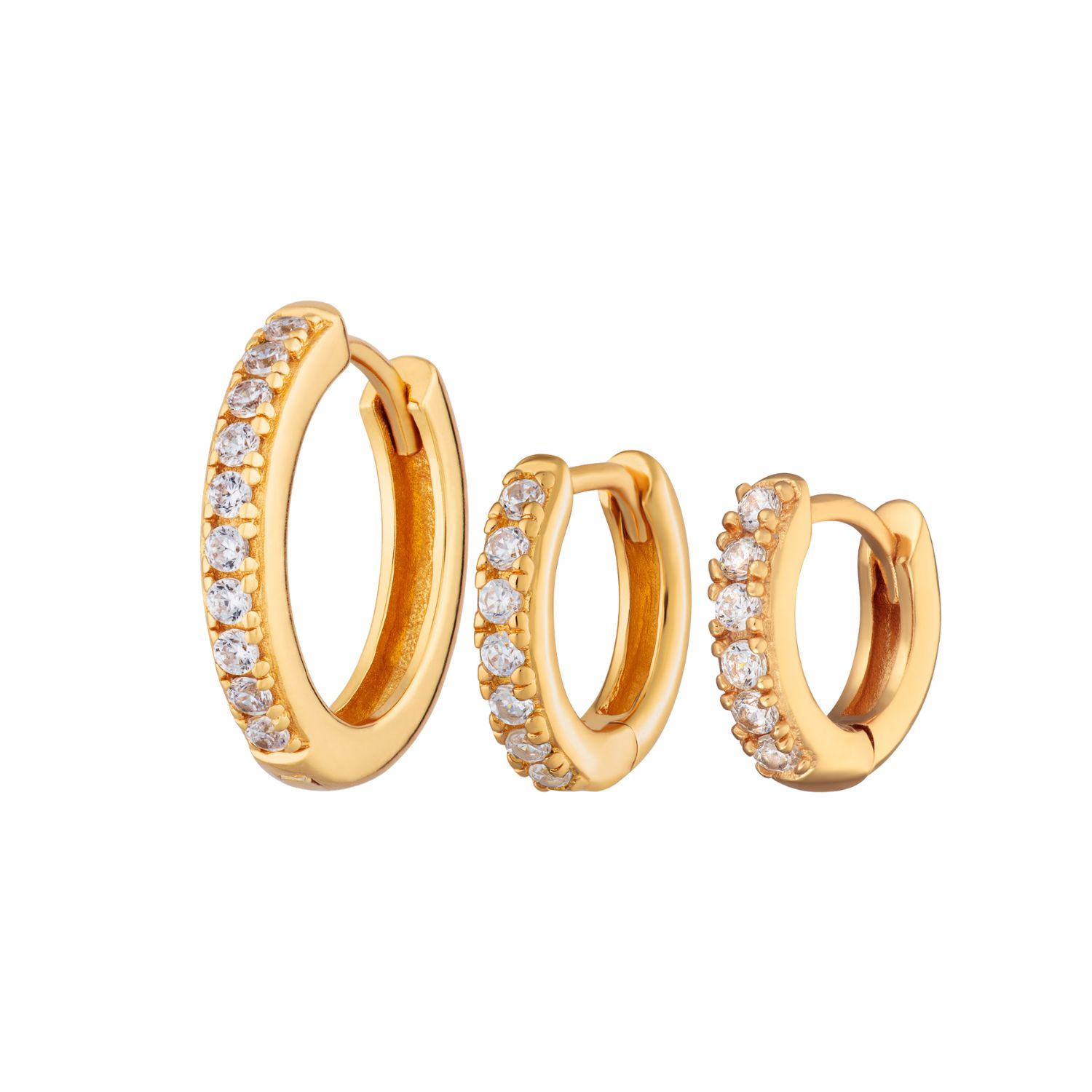 Scream Pretty Women's Gold Sparkling Essential Hoop Earring Stacking Set