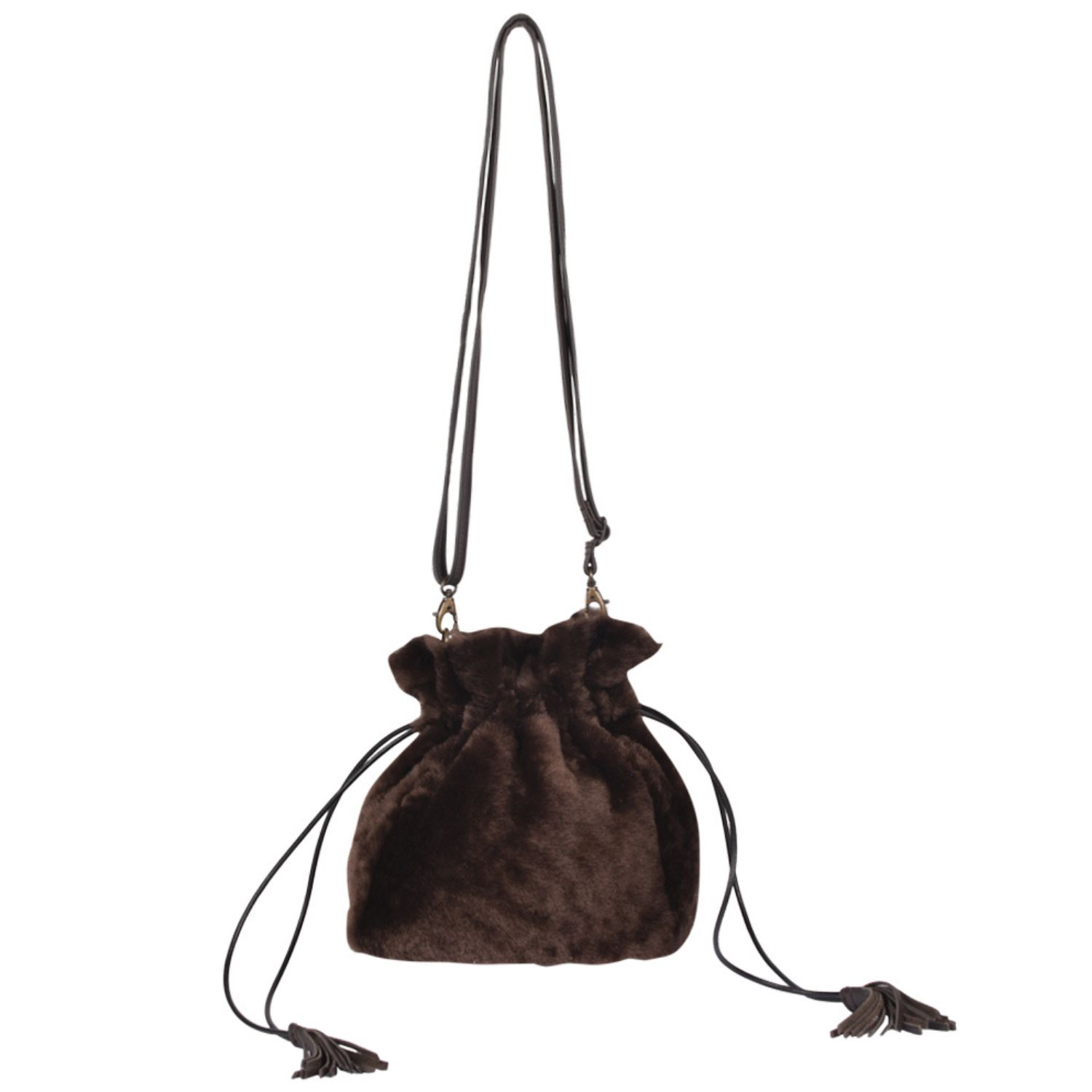 Owen Barry Women's Sheepskin Crossbody Bag Chocolate Brown - Justine In Brown