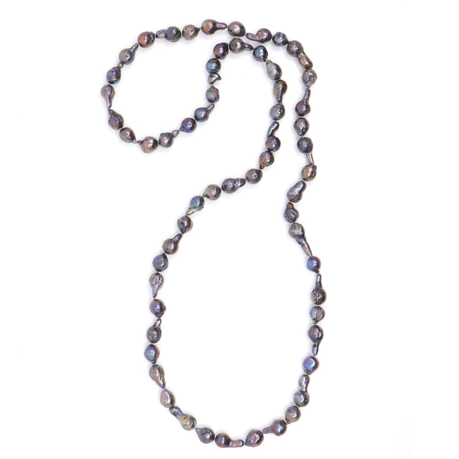 Women’s Blue / Pink / Purple Peacock Baroque Freshwater Pearls Silk Knotted Beaded Necklace Shar Oke