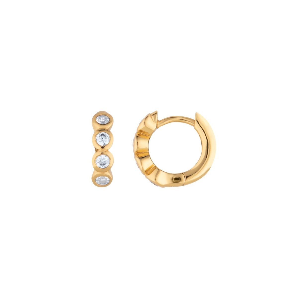 Women's Cubic Zirconia Huggie Hoop Gold Classic Earring | Lulu B London