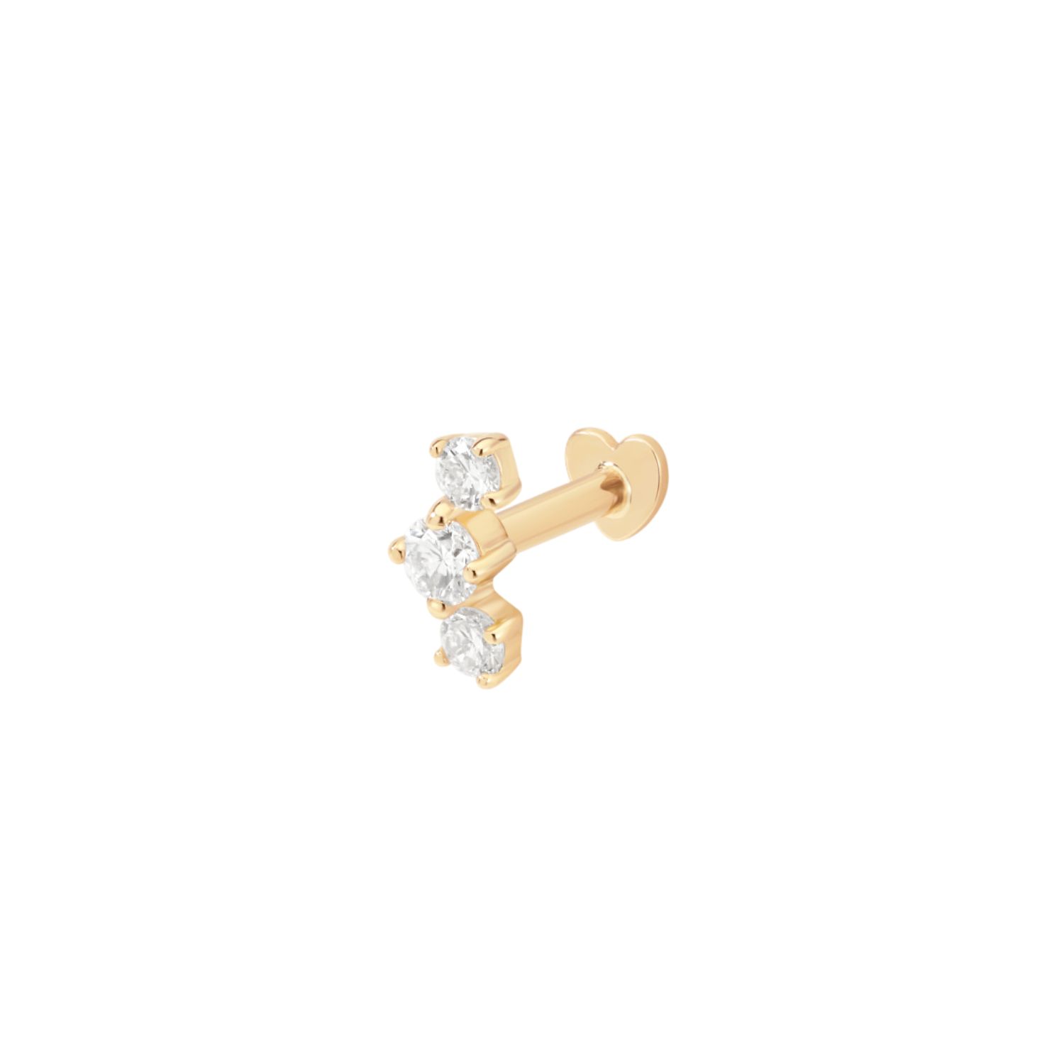 Vanchi Women's 14k Solid Yellow Gold Lab-grown Diamond Curved Trio Flat Back Stud In Gold