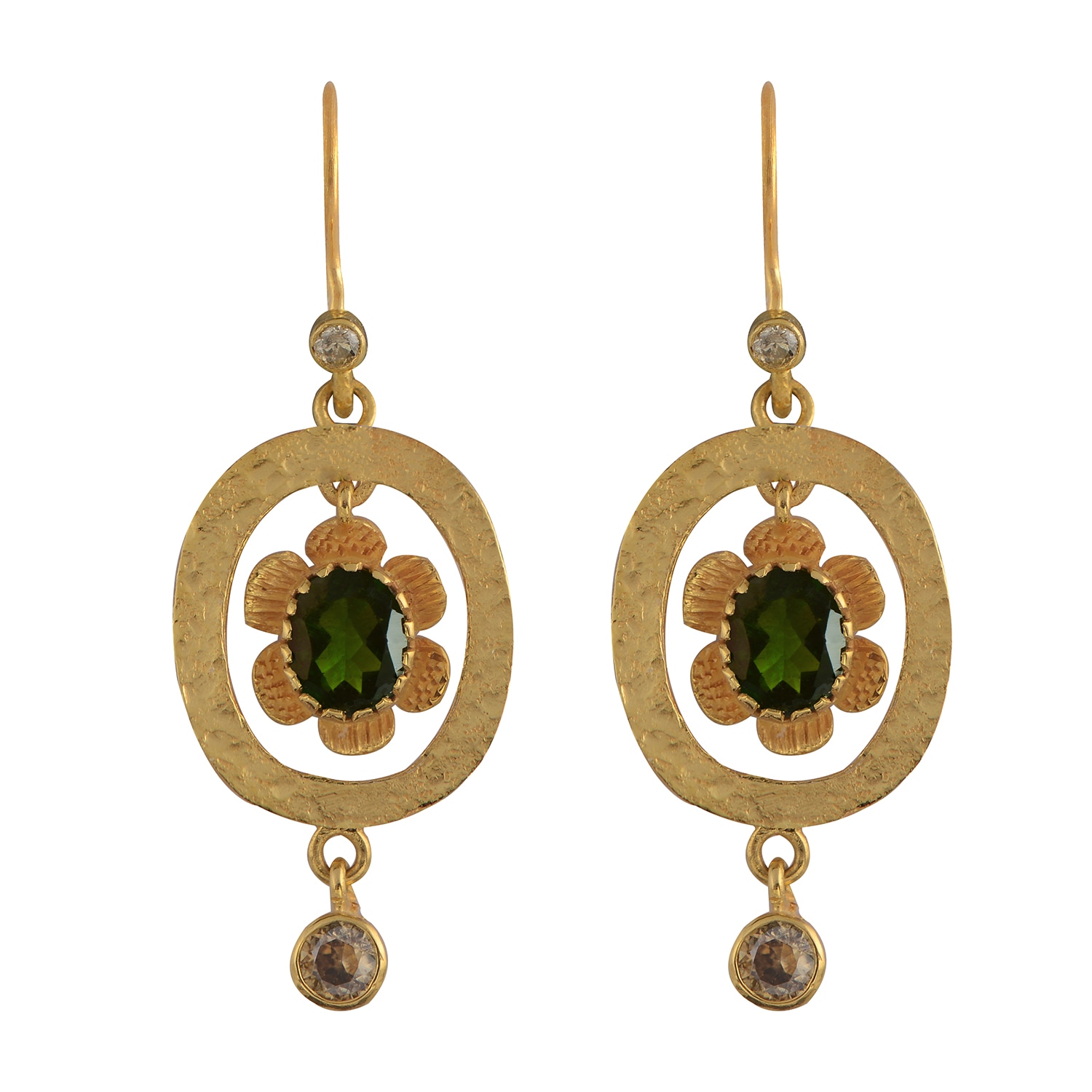 Emma Chapman Jewels Women's Green / Gold Dolly Tourmaline Diamond Gold Earrings In Multi