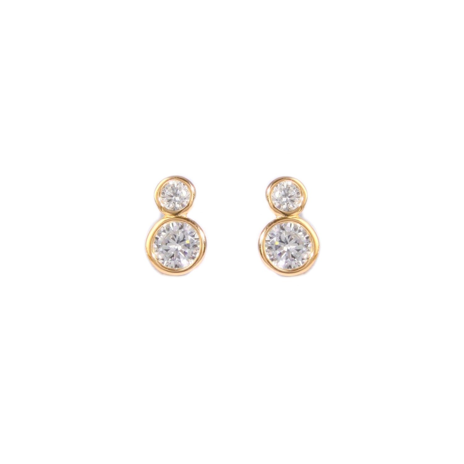 Women’s Gold Circinius Double Diamond Stud Earrings Lily Flo Jewellery