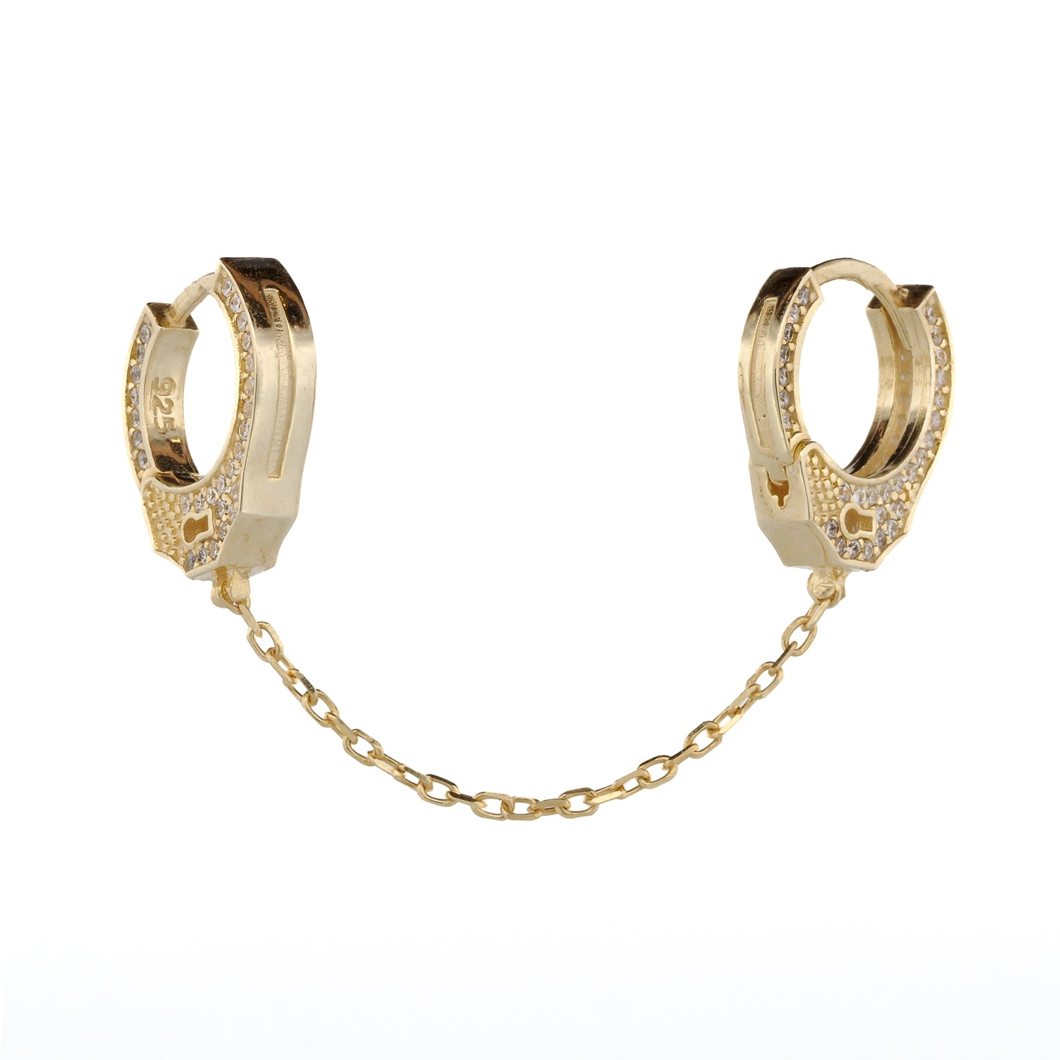 Ebru Jewelry Women's Gold & Diamond Handcuff Design Earring - Gold In Gold