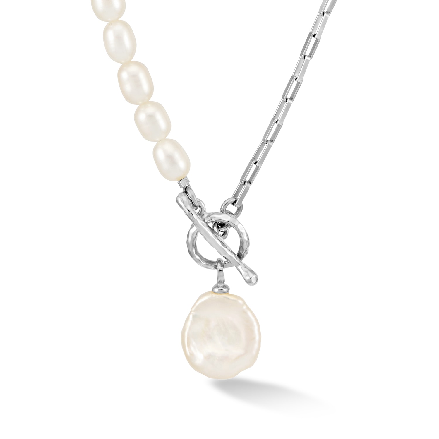 Dower & Hall Women's Keshi Charm Drop Pearl Luna Necklace In Sterling Silver In Gray
