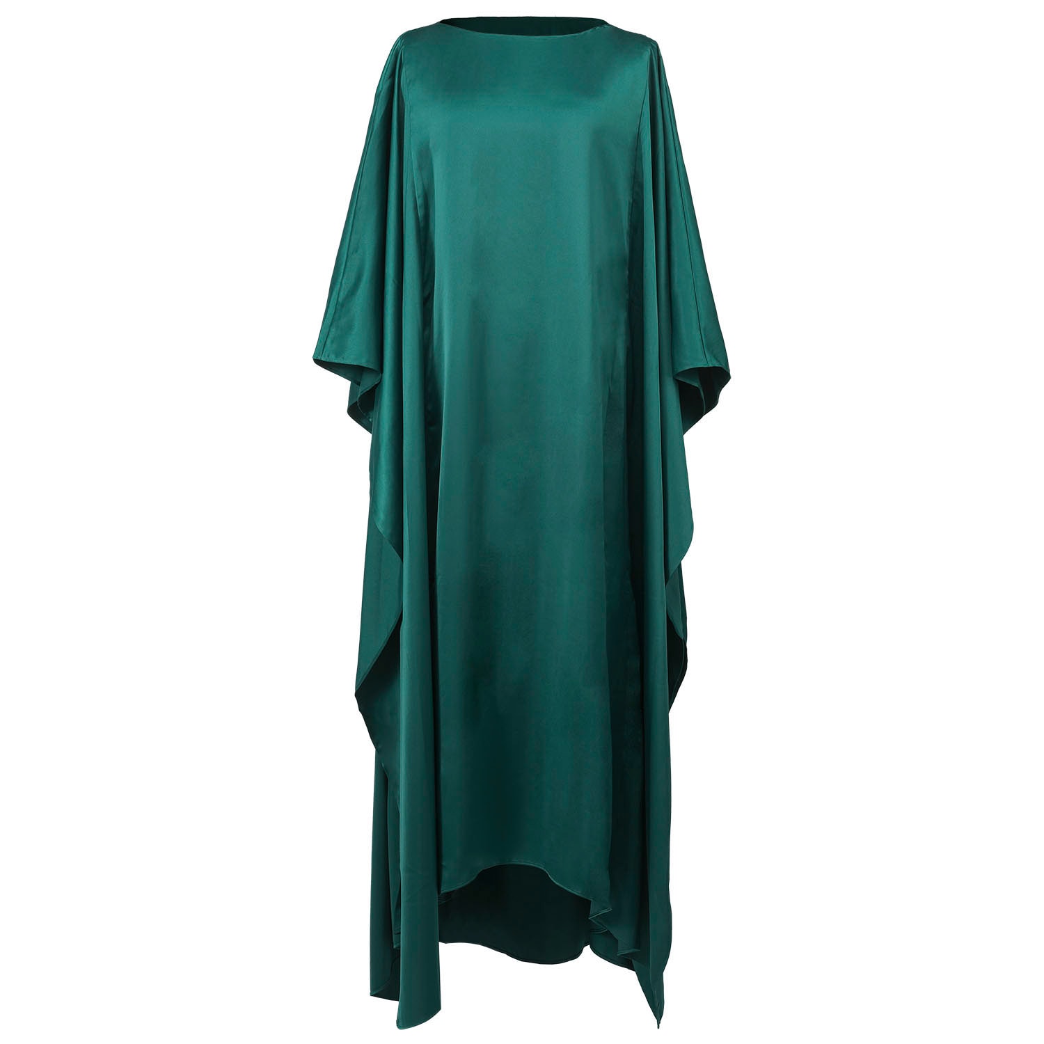 Smart And Joy Women's Green Long Kaftan Satin Dress