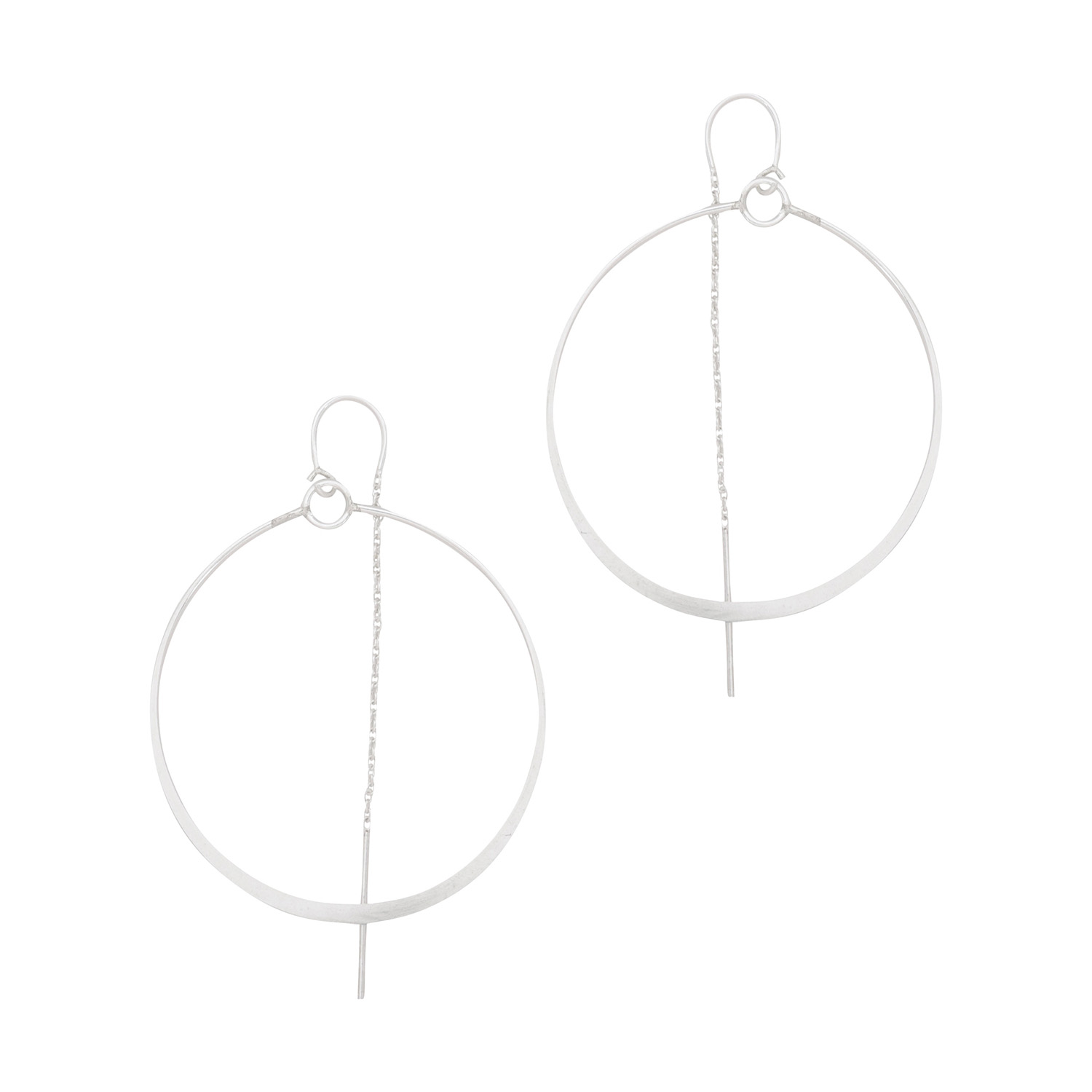 Heather Hawkins Jewelry Women's Flat Hoop Threader Earrings - Sterling Silver