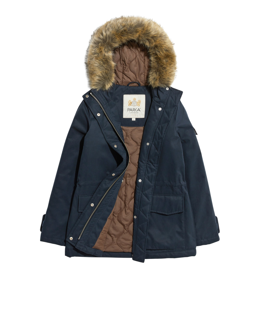 Women’s Farringdon Faux Fur Parka - Navy Blue Small Parka London