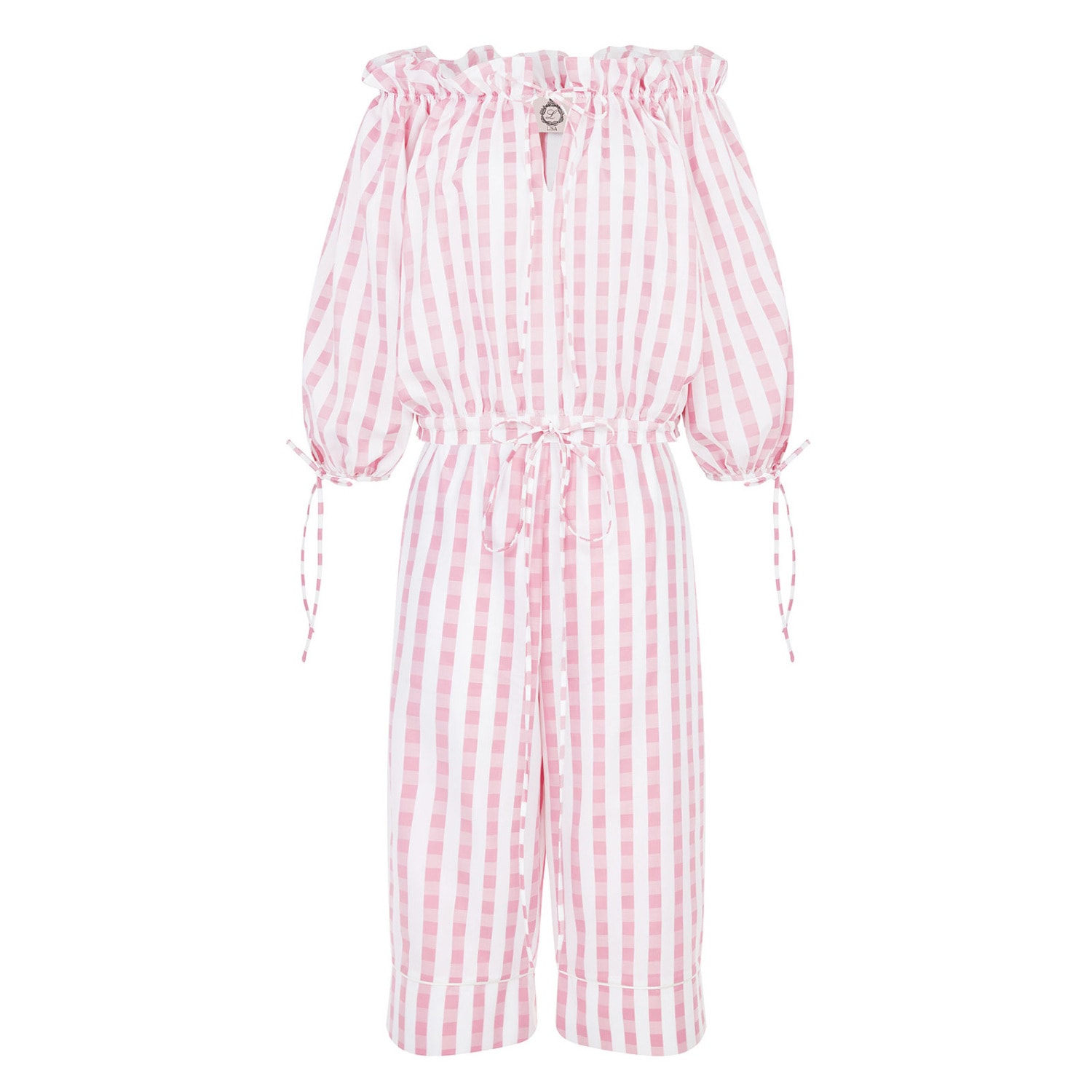 Lisa The Label Pink / Purple La La Lady Bel Air Pyjama Top And Peggy Pyjama Pants Gingham In Pink/purple