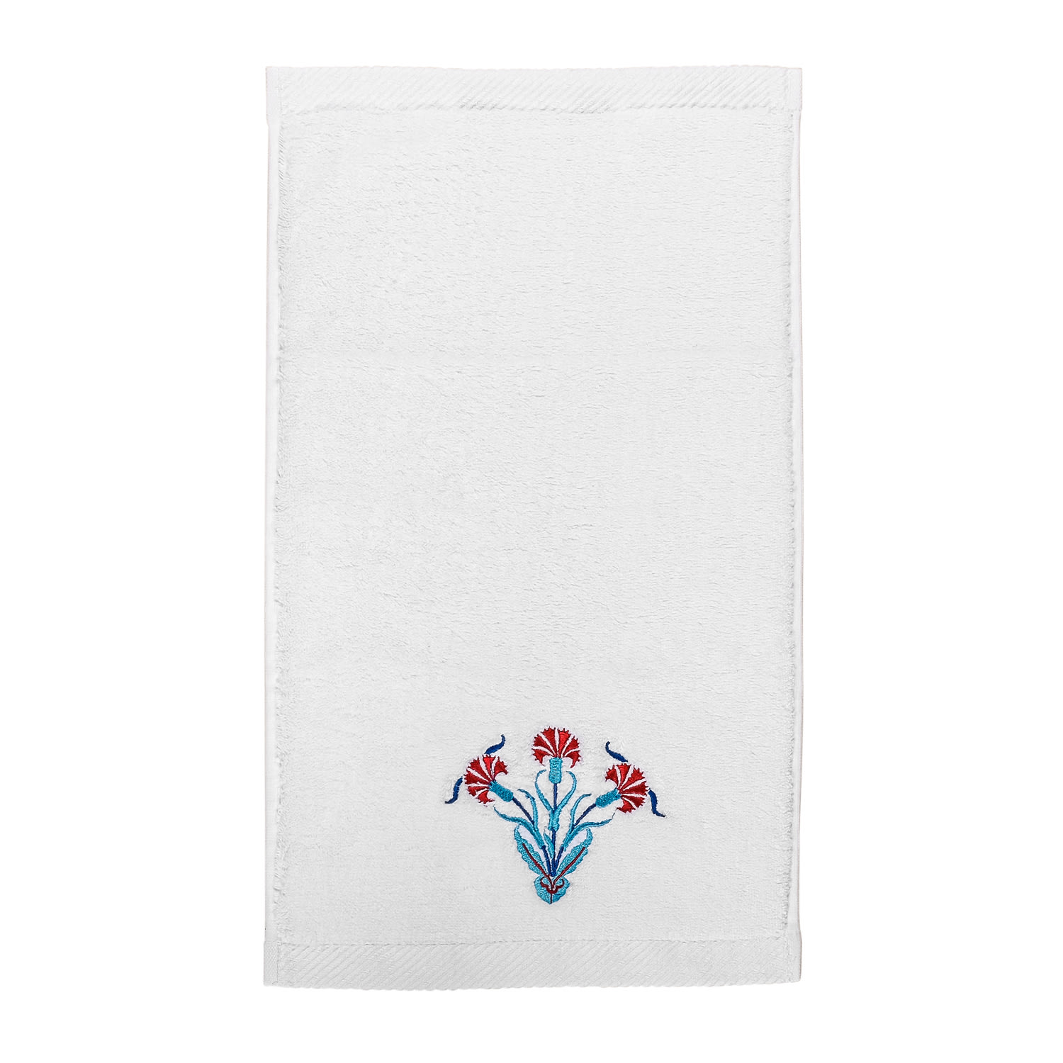 Km Home Collection White Clove Embroidery Hand Towel In White