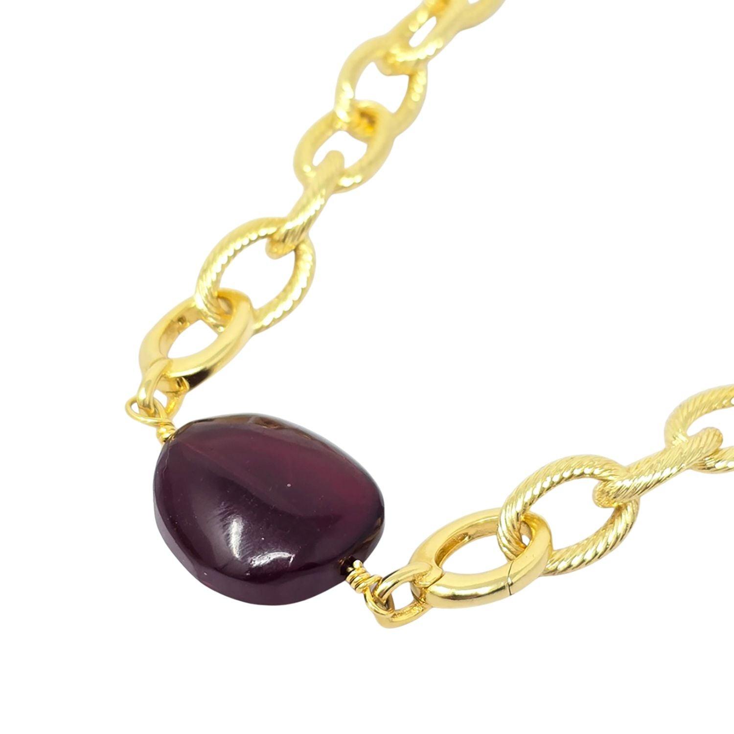 Harfi Women's Gold / Red Garnet January Birthstone Statement Pendant Necklace In Multi