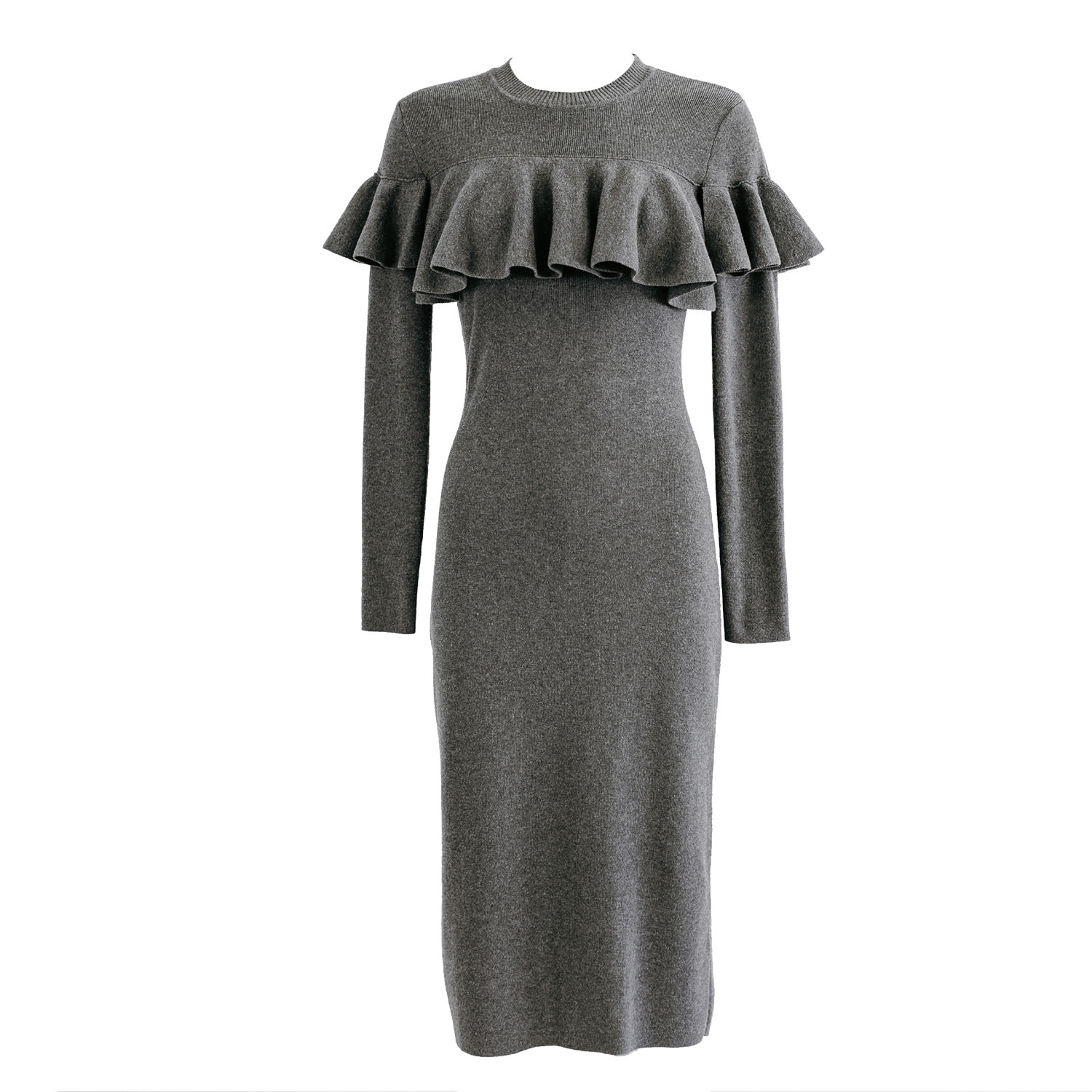 Women’s Grey Cotton Jersey Ruffle Dress - Gray Large Zenzee