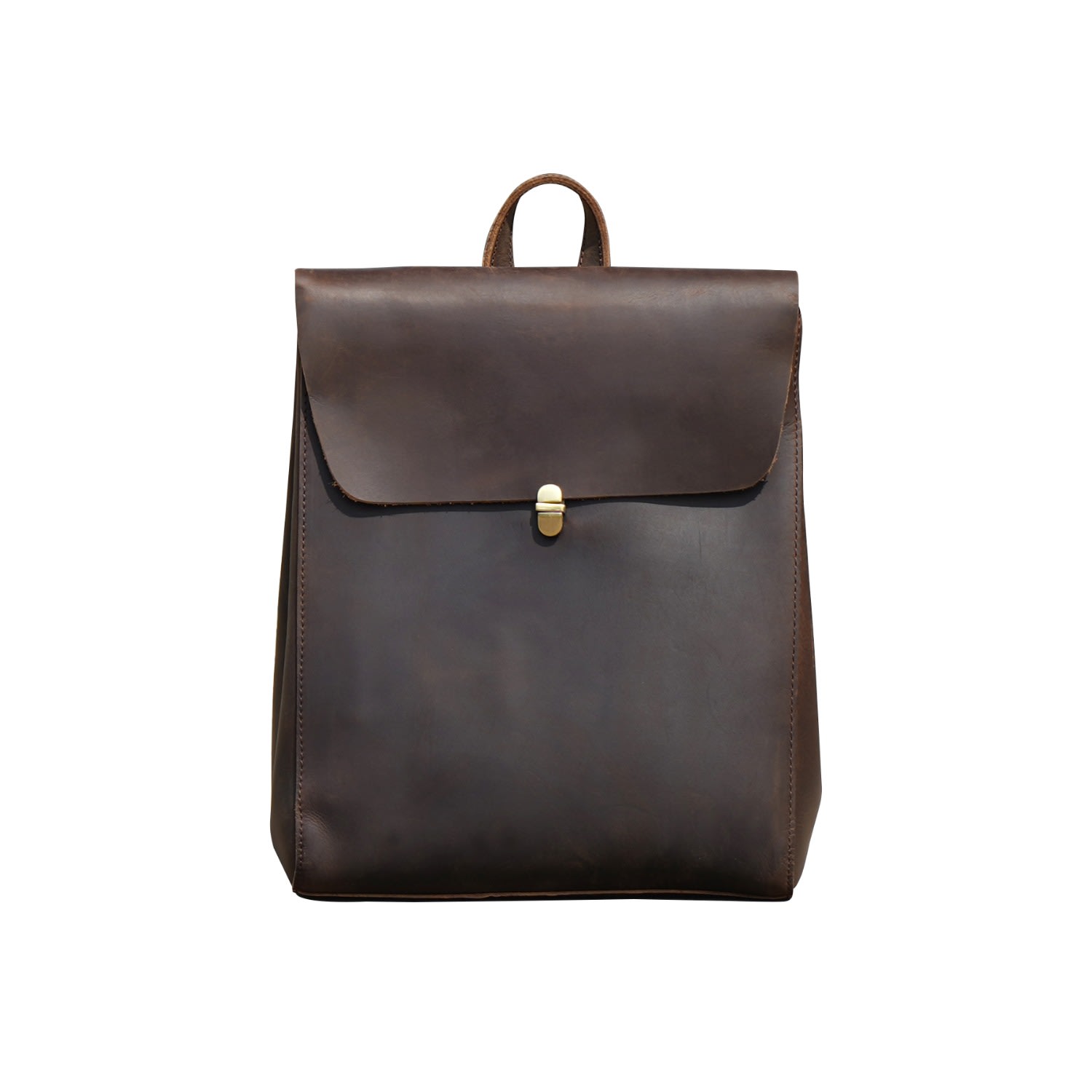 Women’s Handmade Worn Look Genuine Leather Slim Backpack - Worn Brown Touri