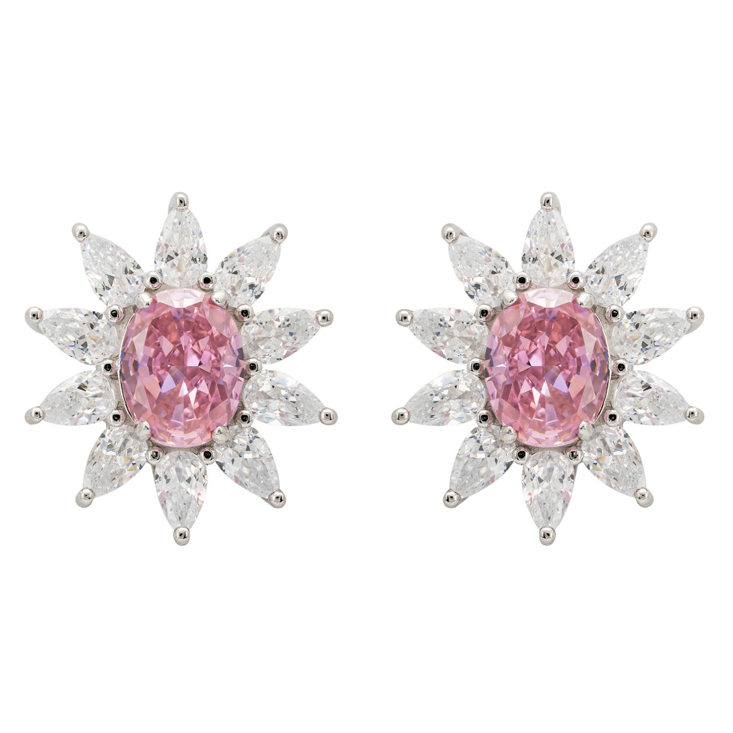 Women’s Pink / Purple / Silver Daisy Gemstone Stud Earrings Morganite Silver Latelita