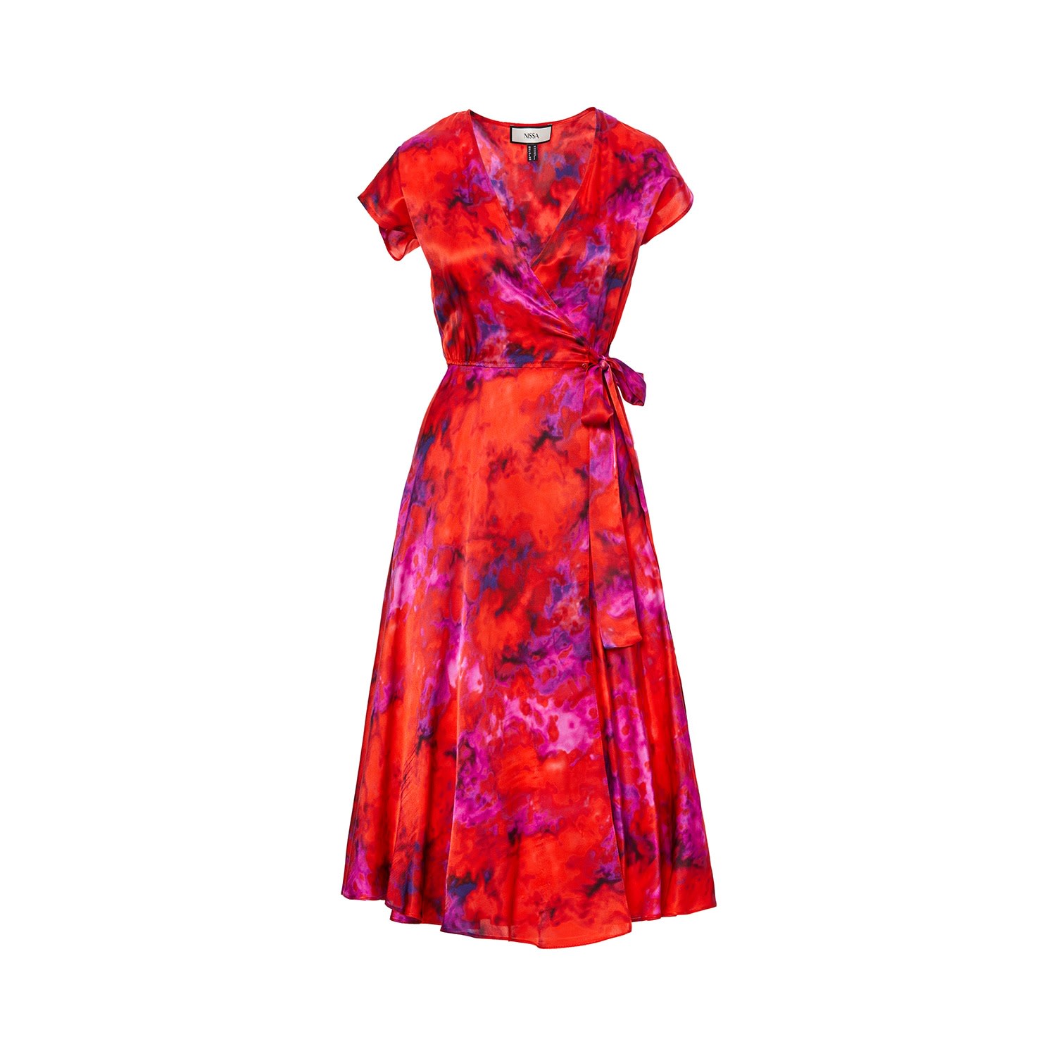 Nissa Women's Tie-dye Print Viscose Dress In Red