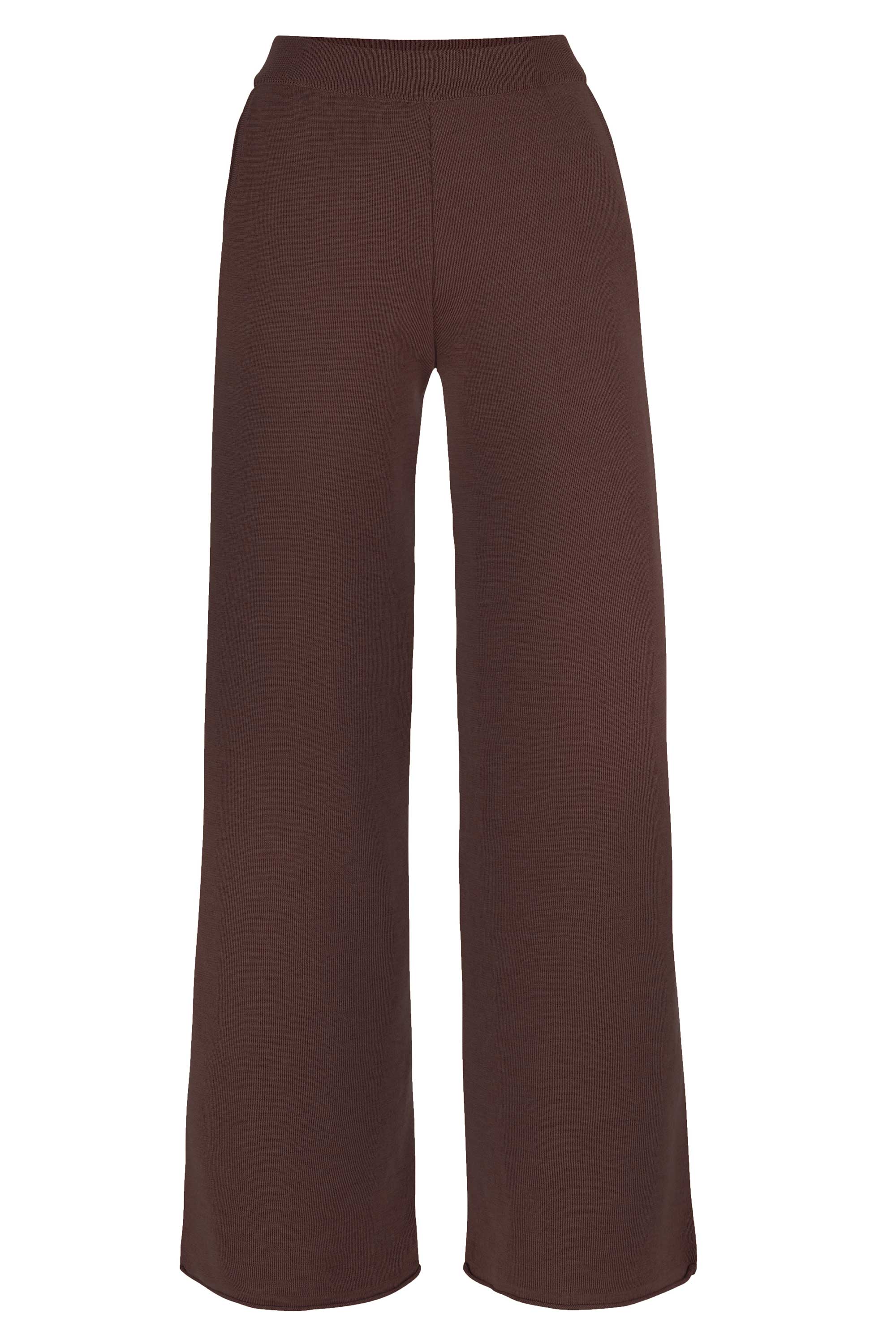 Salanida Women's Brown Bene 100% Merino Wide Pants Chocolate In Brown