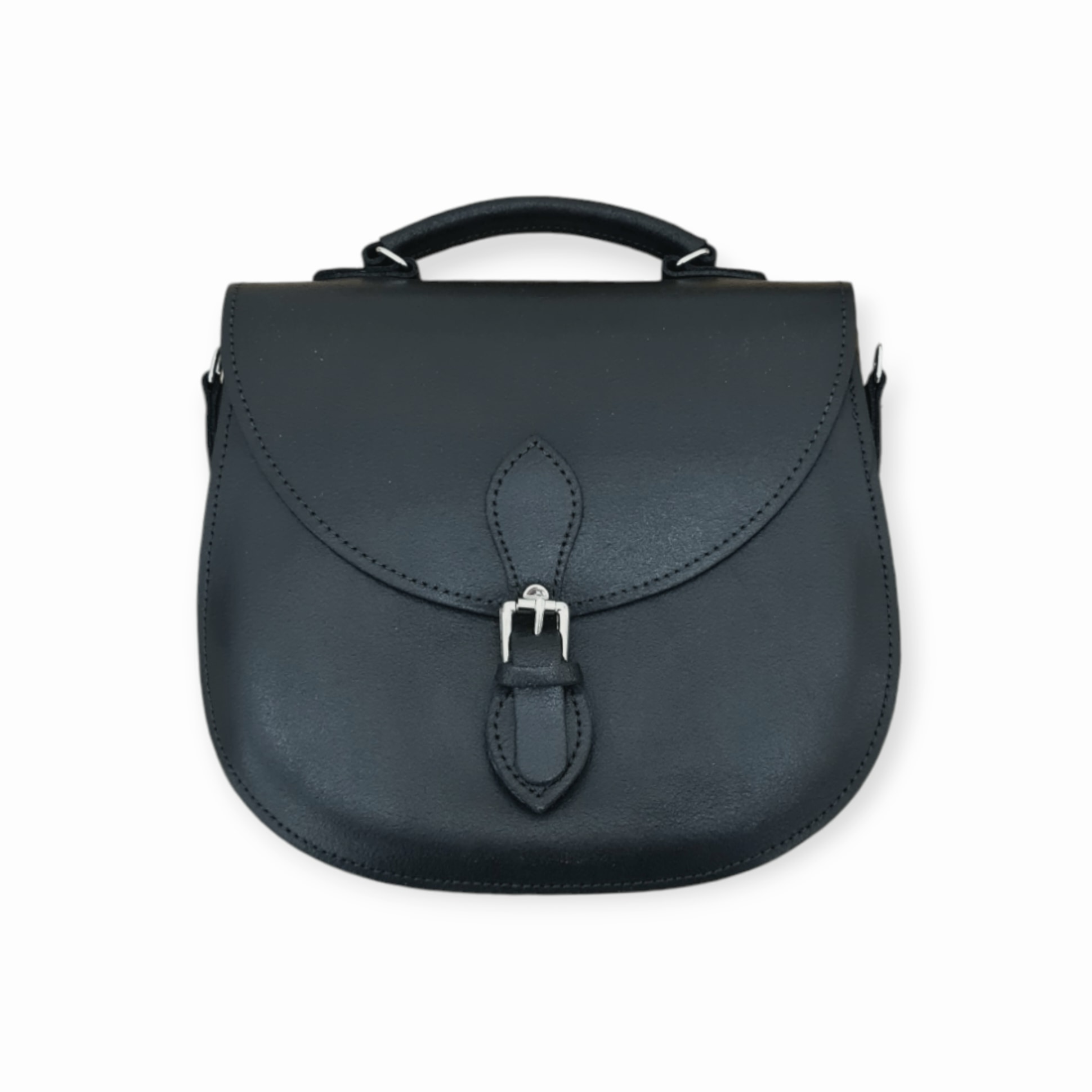 Zatchels Women's Handmade Tannery Leather Saddle Bag - Black In Black