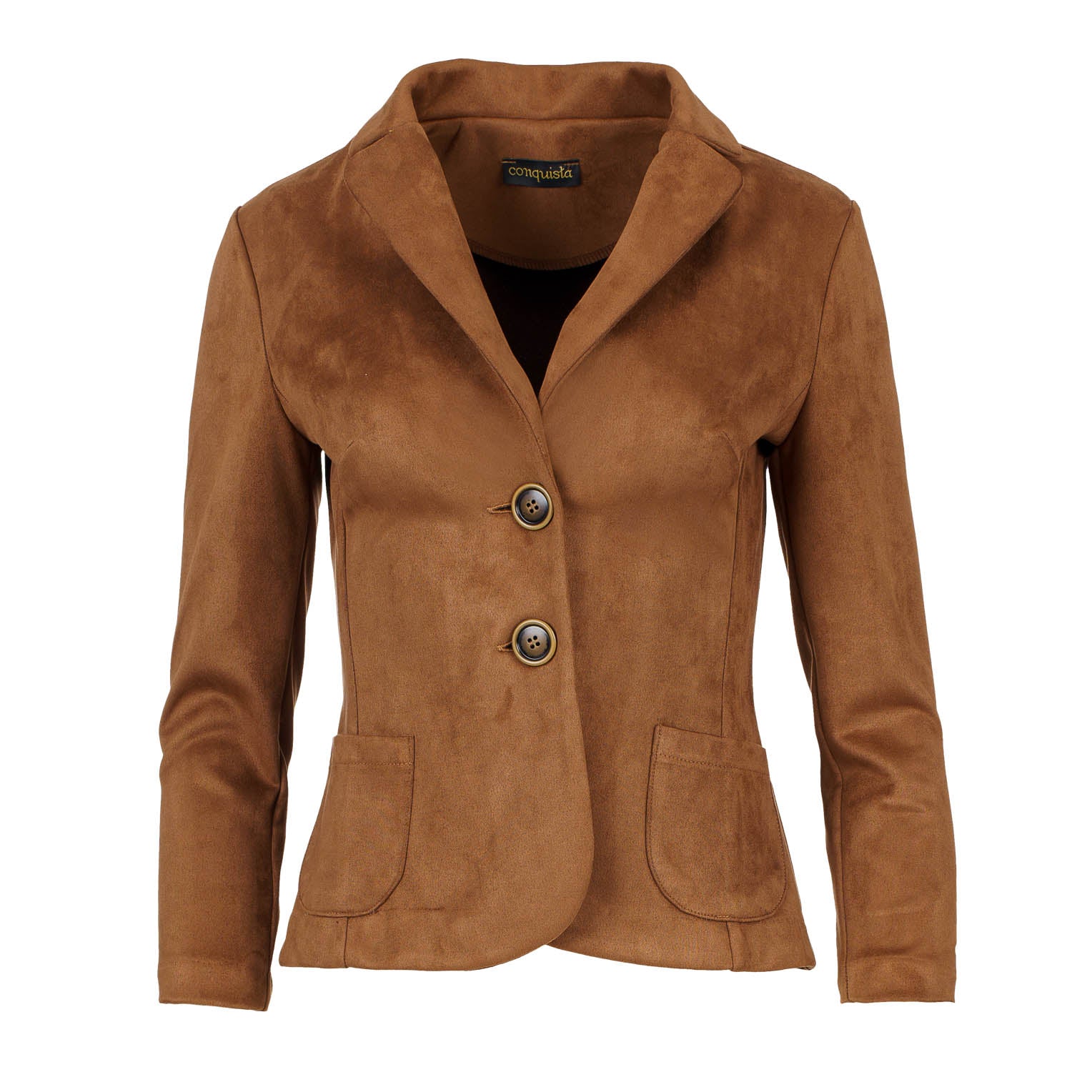 Conquista Women's Brown Alcantara-look Fitted Jacket In Brown