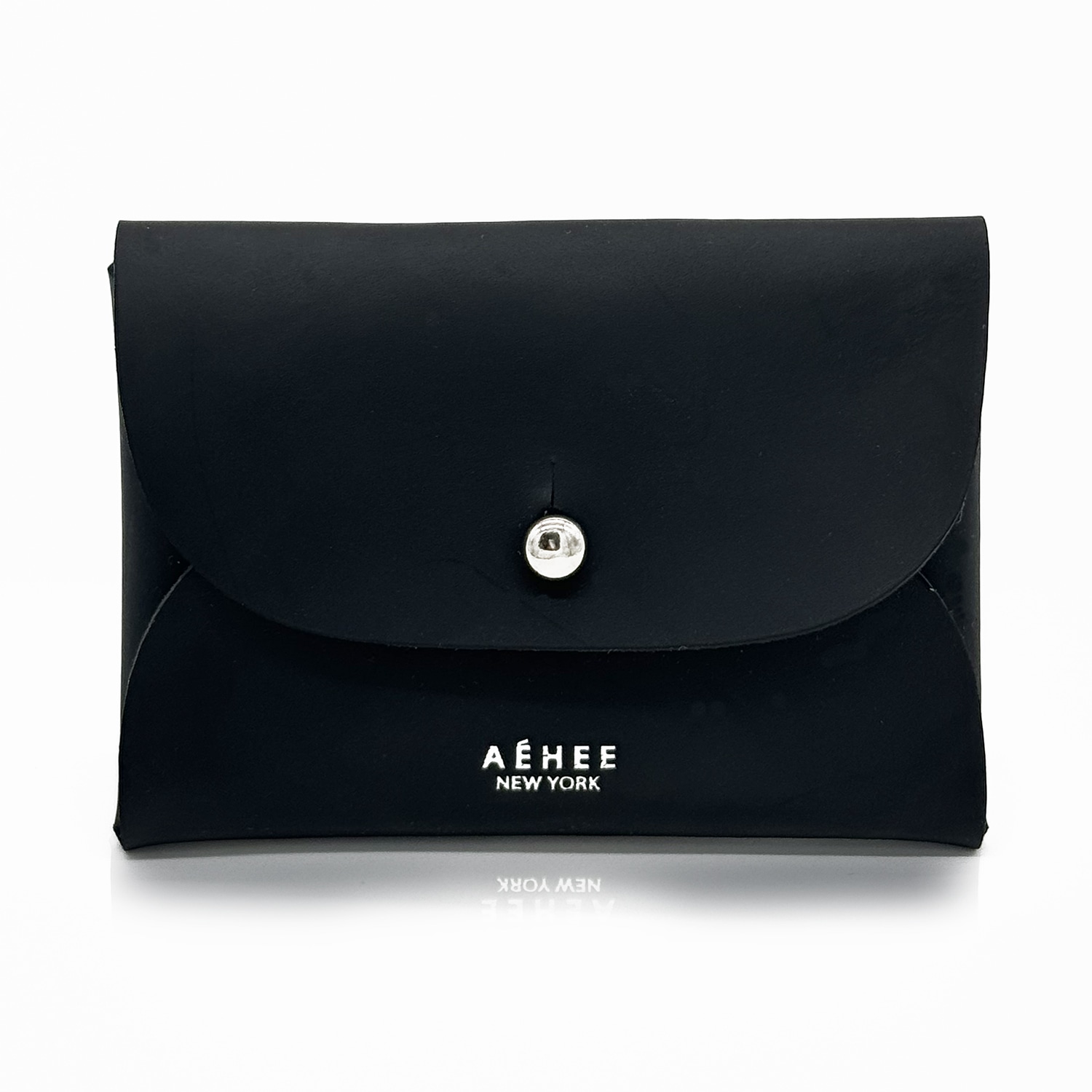 Women’s Leather Minimal Card Holder Wallet- Black Aéhee New York