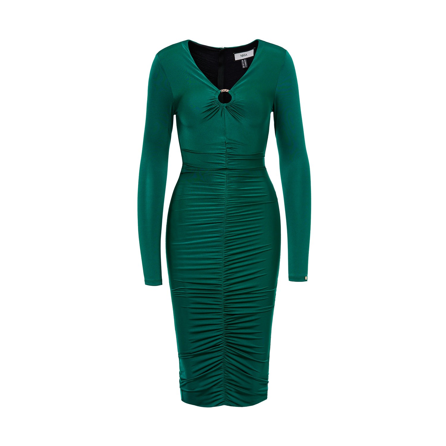 Women’s Ruched Bodycon Dress Green Medium Nissa