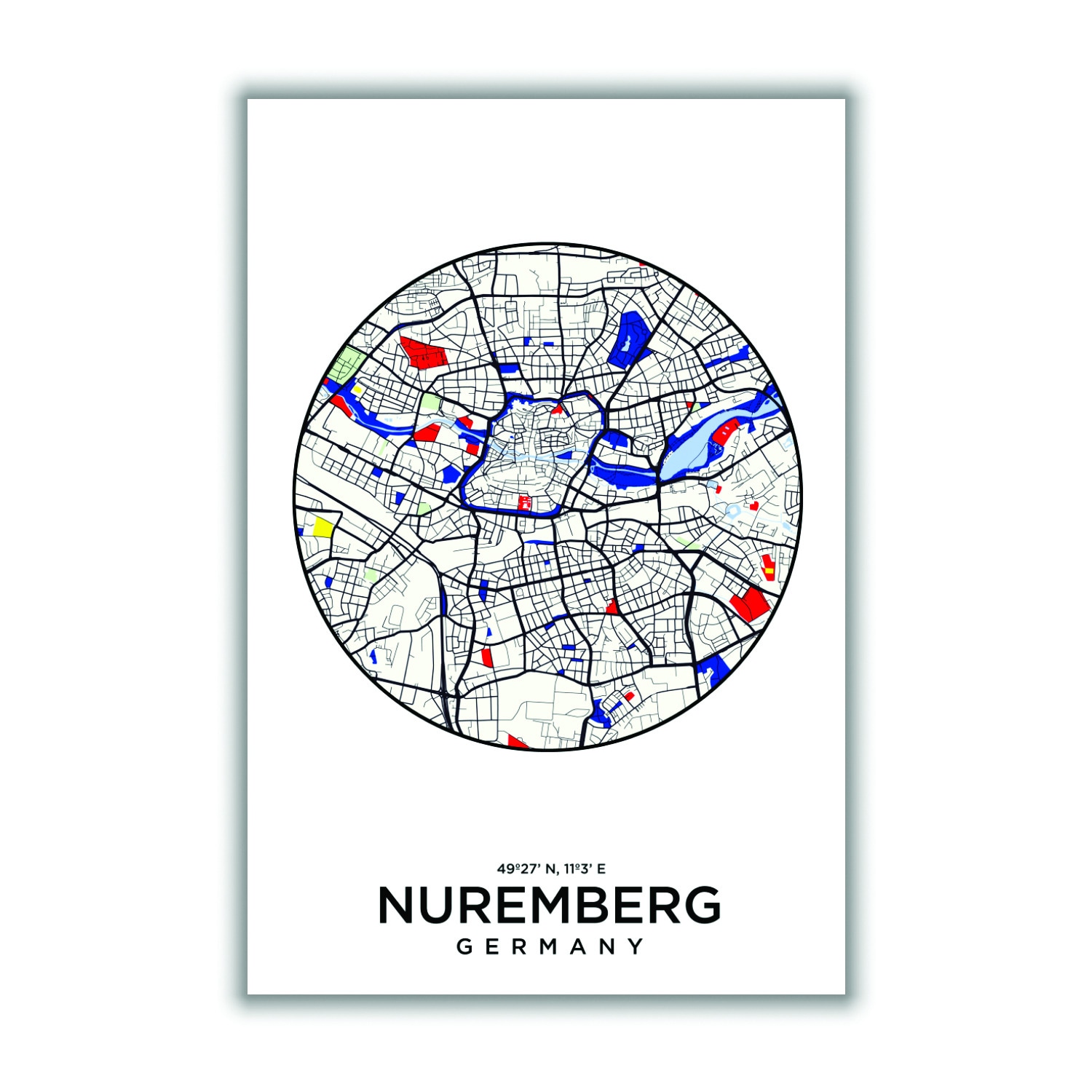 Black Map Of Nuremberg Small Stanley Print House